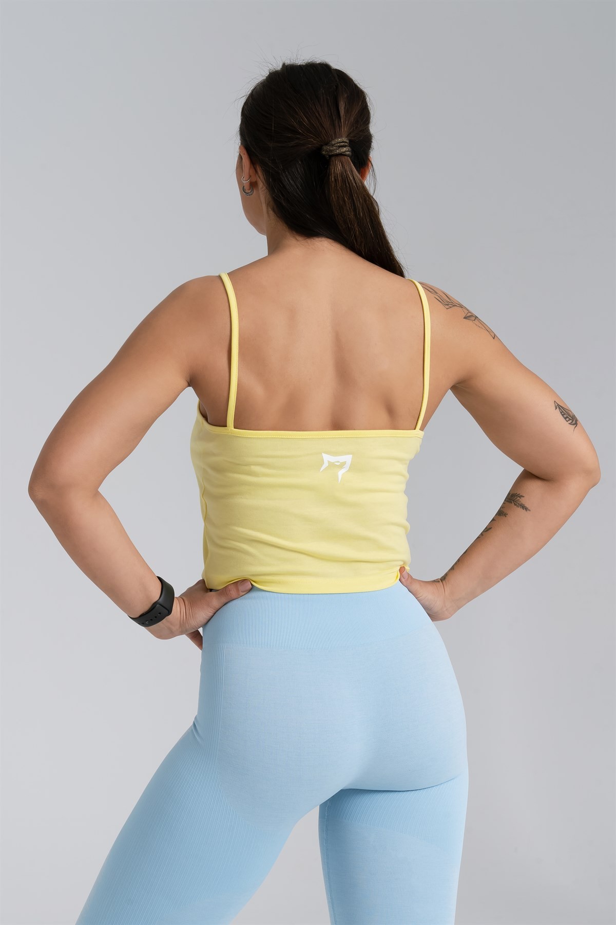 Gymwolves Askılı Body Crop Tops | Sarı | Cotton Serisi |