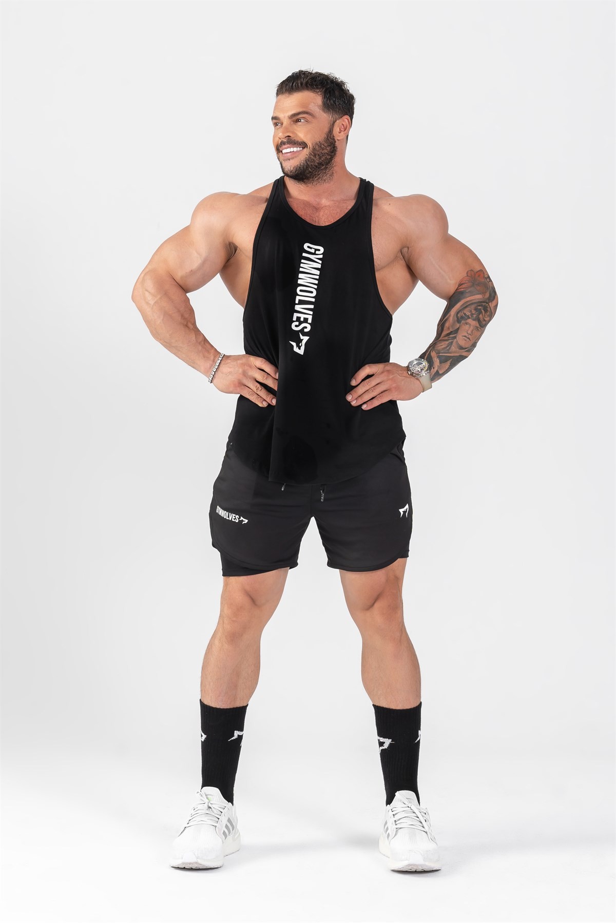 Gymwolves Erkek Spor Şort Çift Katmanlı | Siyah | Comfortable Serisi |