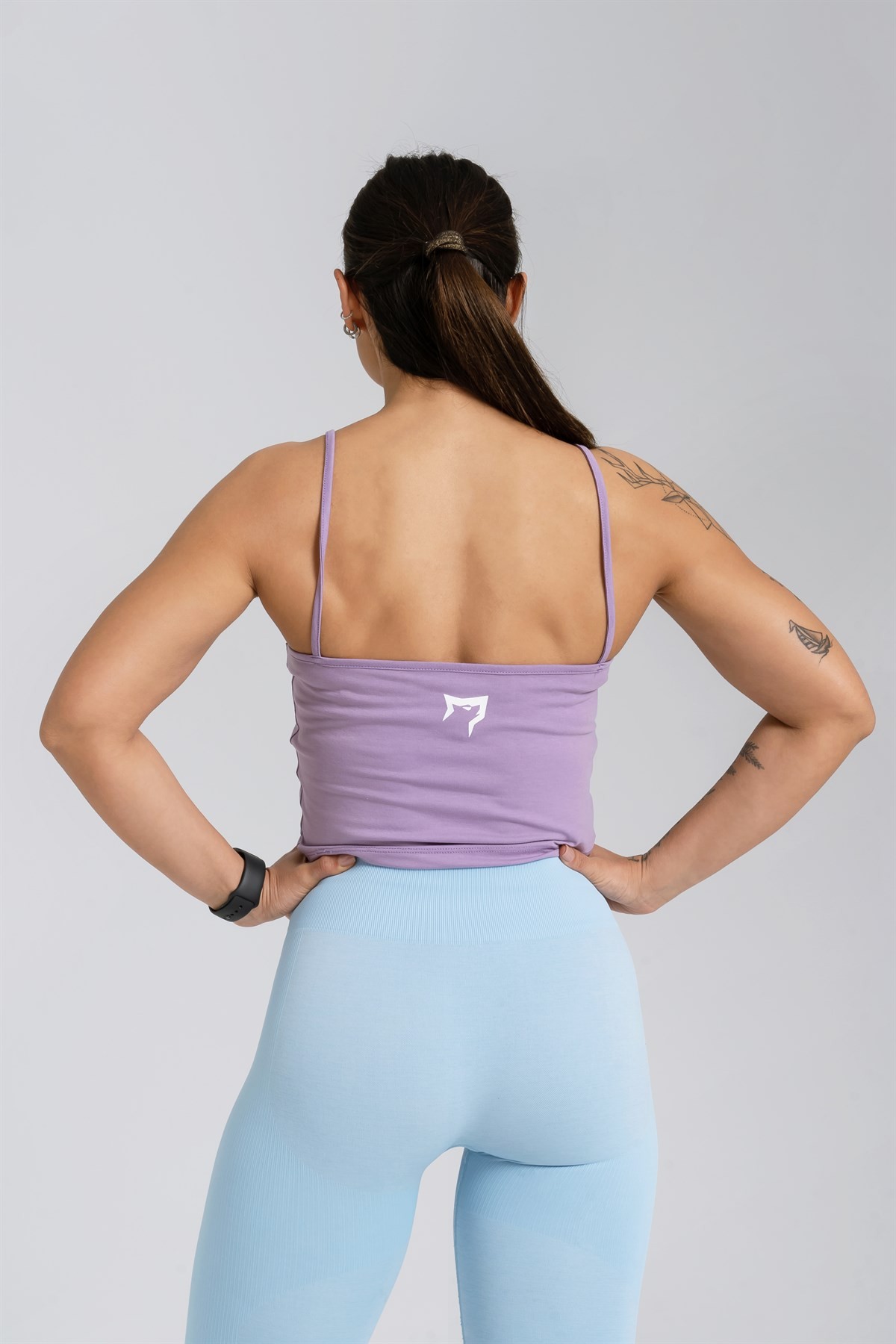 Gymwolves Askılı Body Crop Tops | Mor | Cotton Serisi |