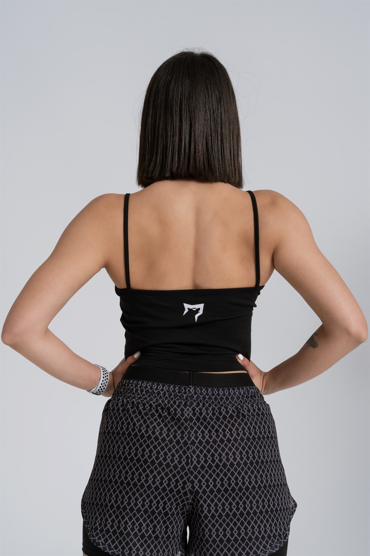 Gymwolves Askılı Body Crop Tops | Siyah | Cotton Serisi |