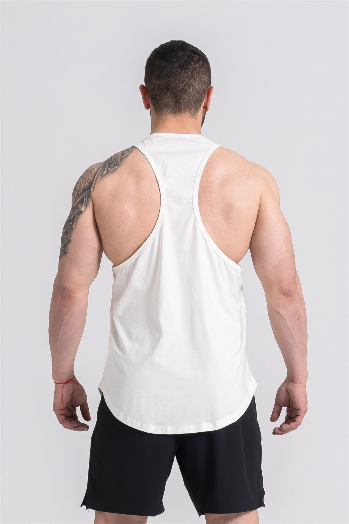 Gymwolves Spor Atleti | Stringer | Workout Tanktop | Krem | Comfortable Serisi