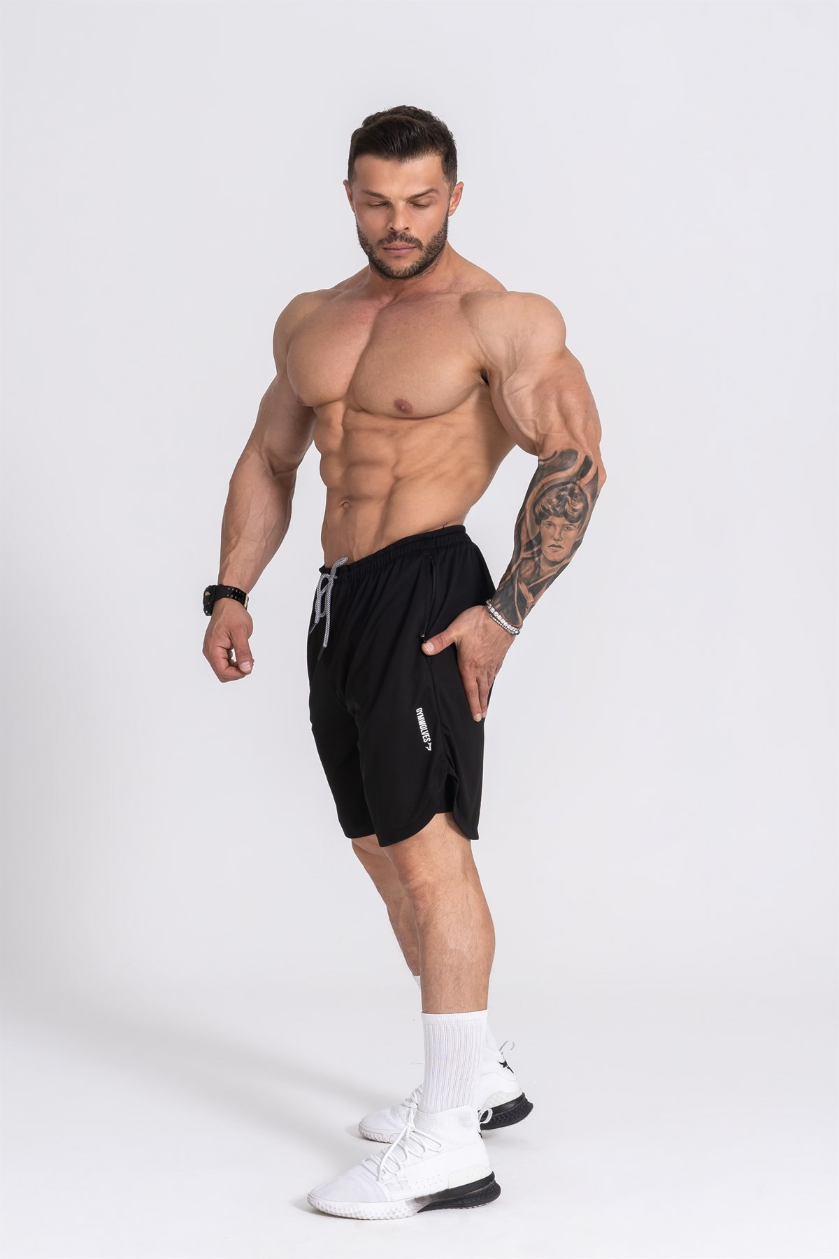 Gymwolves Erkek Spor Şort Çift Katmanlı | Siyah | Comfortable Serisi |