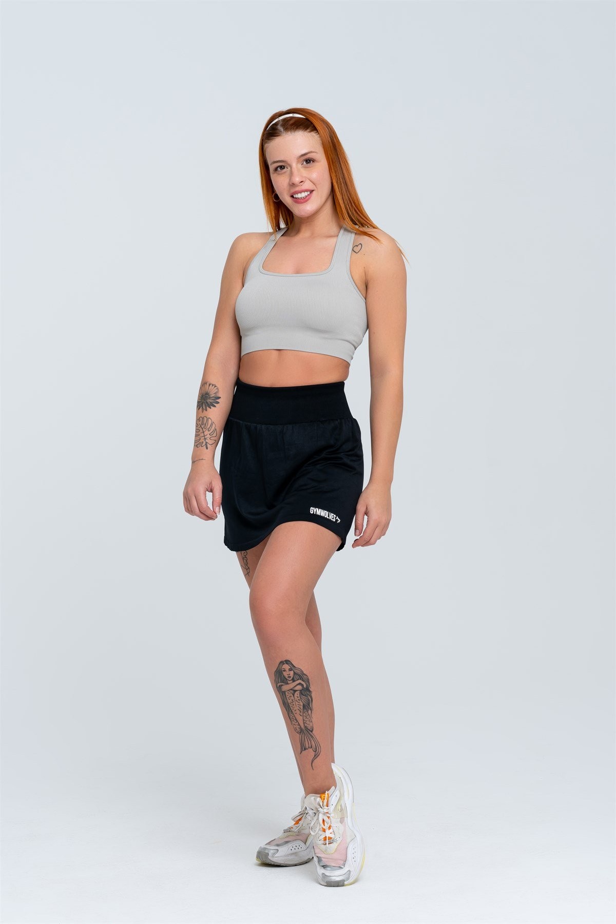 Gymwolves Spor Tennis Etek | Siyah | Seamless Short Skirt |