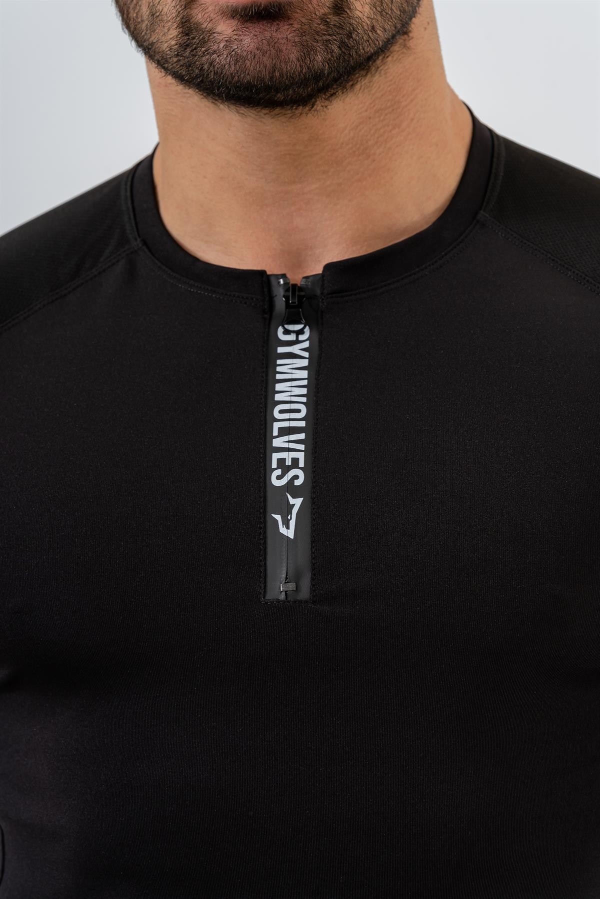 Gymwolves Erkek Spor Body | Siyah | Uzun Kollu Spor T-Shirt  | AirPro Serisi |