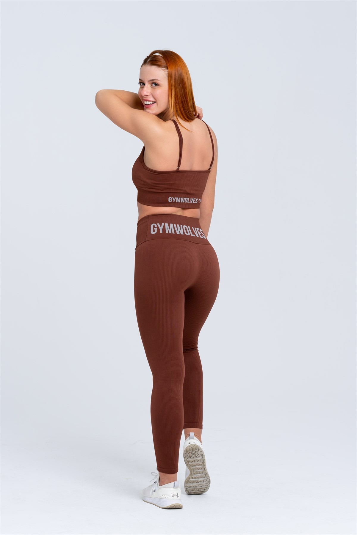 Gymwolves Dikişsiz Spor Sütyeni | Kahverengi | Seamles Bras | Fitilli Model |