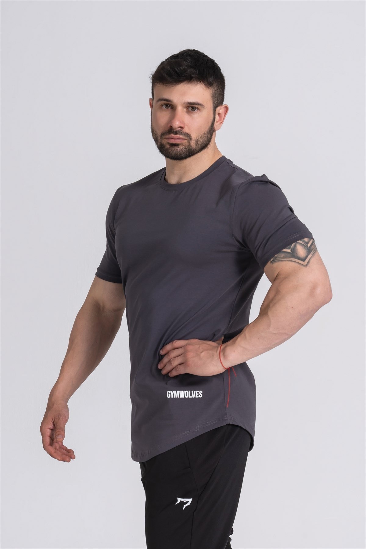 Gymwolves Erkek Spor T-Shirt | T-shirt | Workout Tanktop | Füme | Never Give Up |