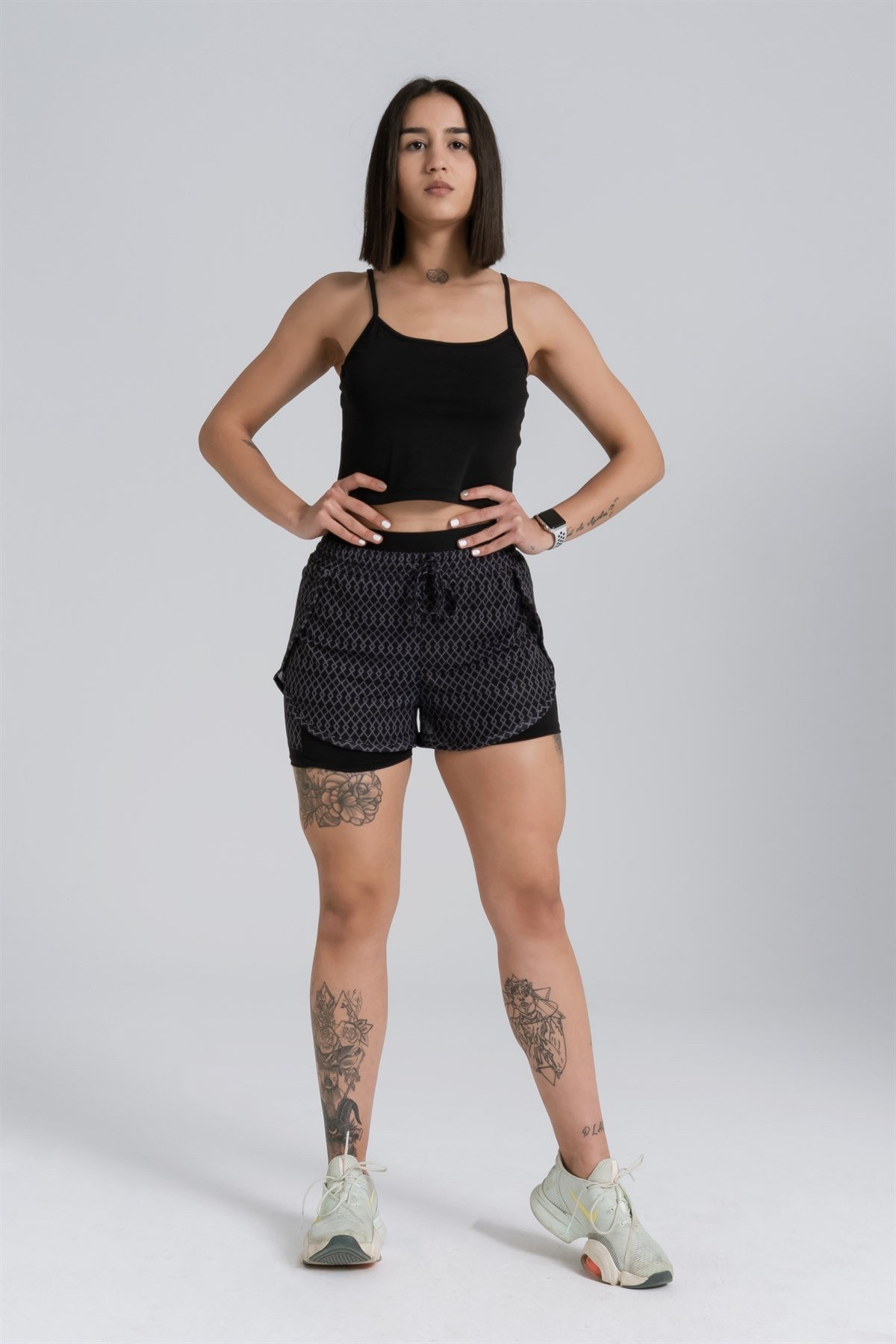 Gymwolves Askılı Body Crop Tops | Siyah | Cotton Serisi |