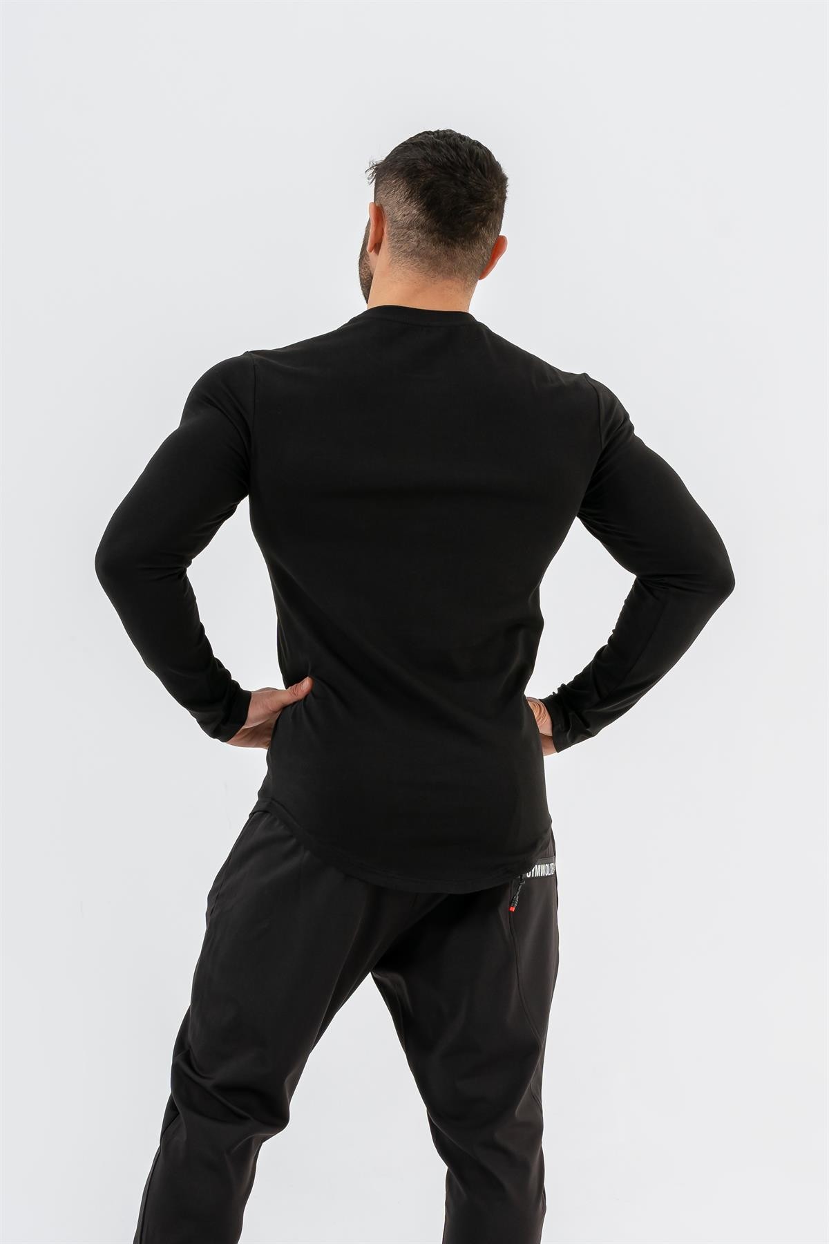 Gymwolves Erkek Spor Body | Siyah | Uzun Kollu Spor T-Shirt | Basic Serisi |