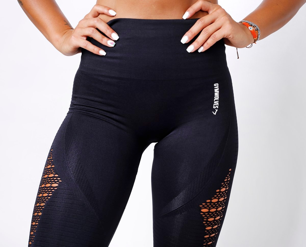 Gymwolves Dikişsiz Spor Tayt | Seamles Leggings | Siyah | Motive Serisi |