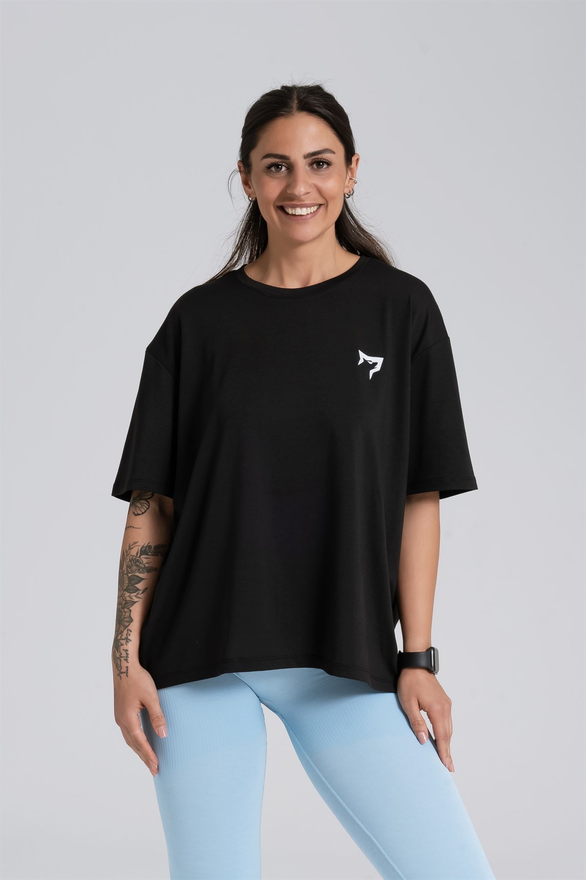 Gymwolves Oversize Kadın T-Shirt | Siyah | Cotton Serisi |