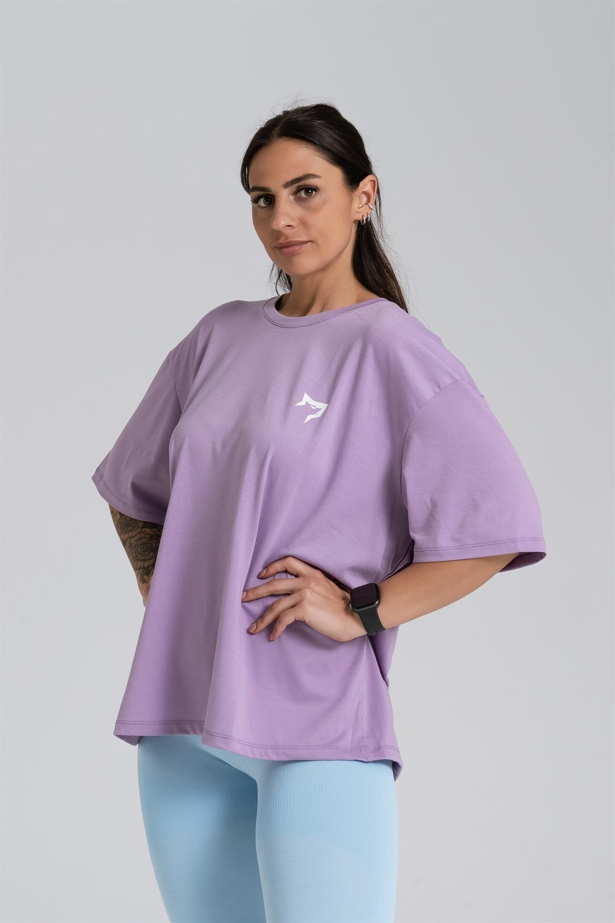Gymwolves Oversize Kadın T-Shirt | Mor | Cotton Serisi |