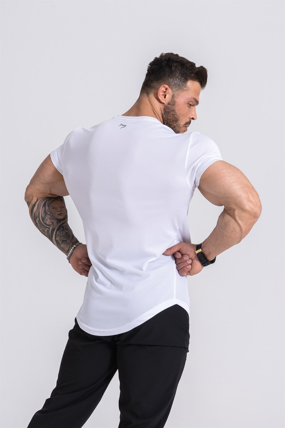 Gymwolves Pro Air Erkek Spor T-Shirt | Workout Tanktop | Never Give Up | Beyaz | Pro Serisi |