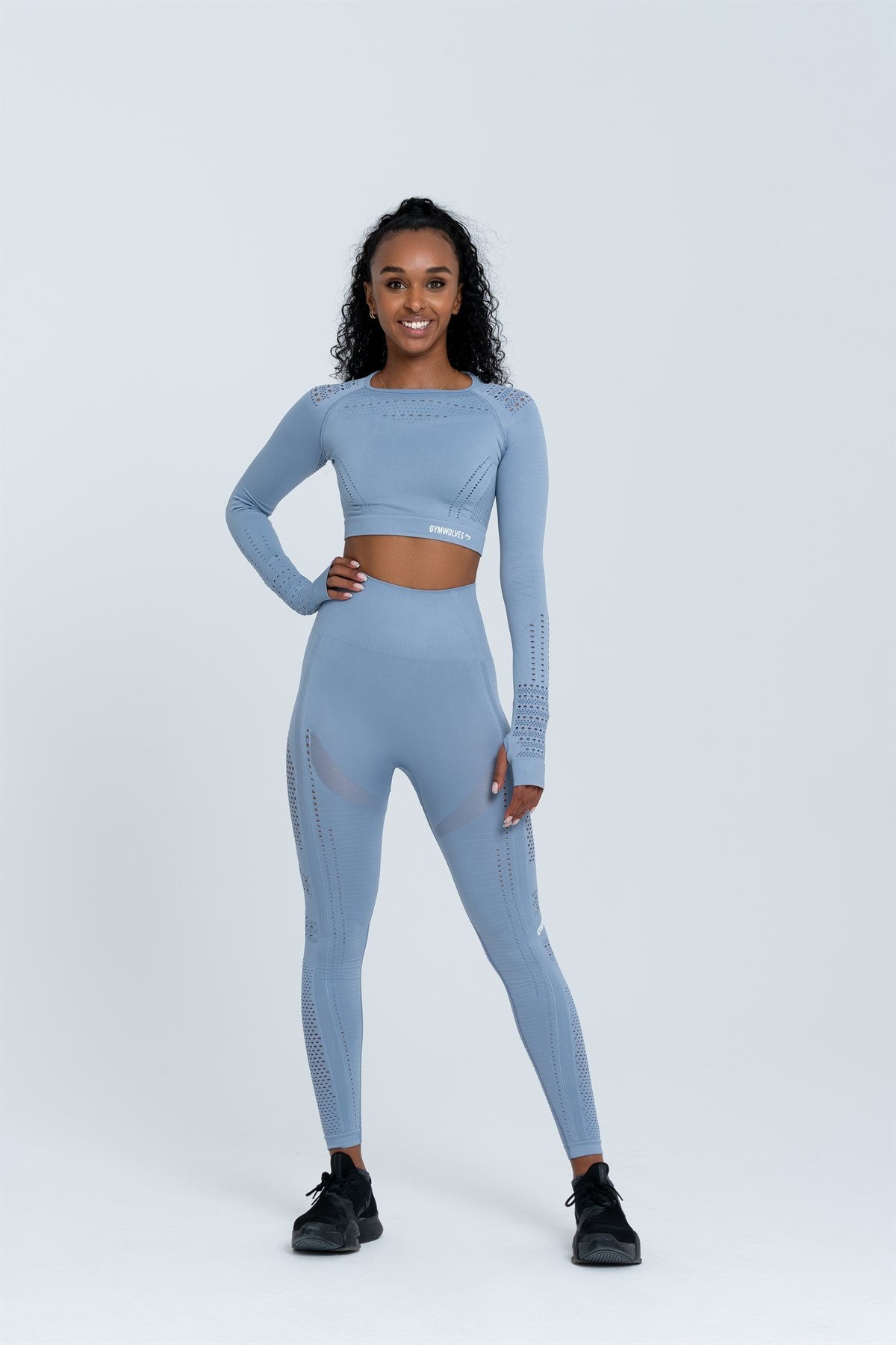 Gymwolves Dikişsiz Spor Tayt | Seamles Leggings | Açık Mavi | Aktive Power Serisi |