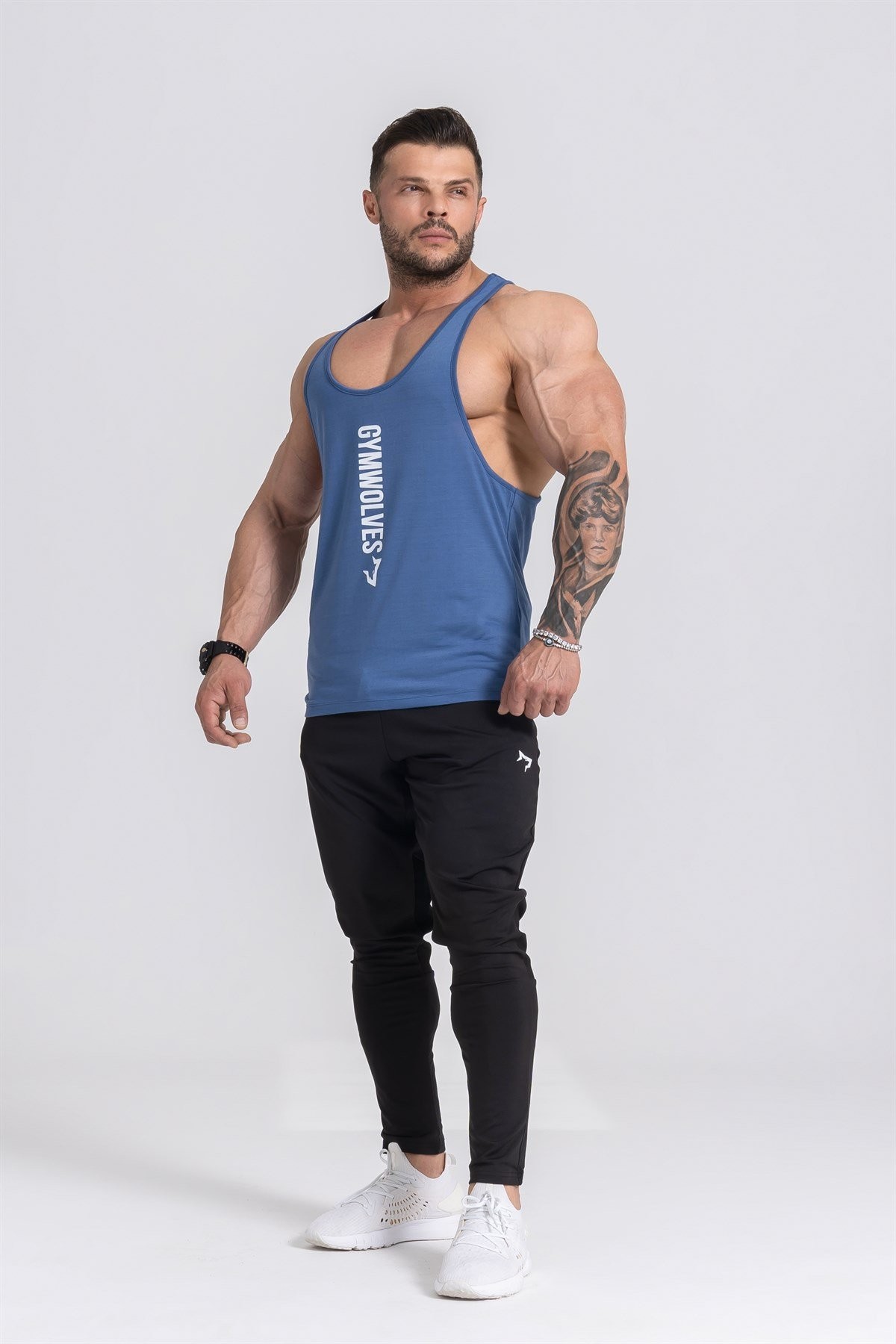 Gymwolves Erkek Spor Atleti İnce Askılı | İndigo | Stringer | Workout Tanktop |