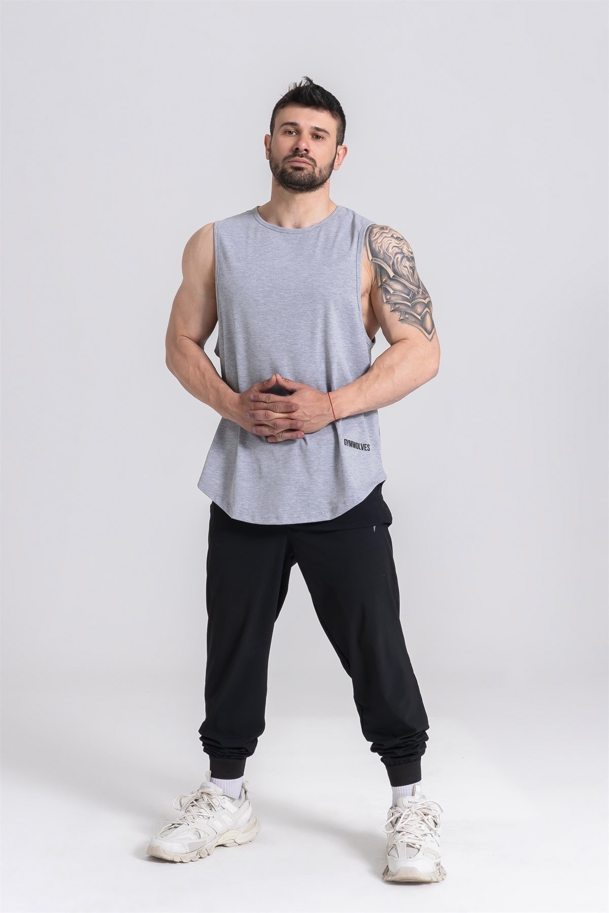 Gymwolves Erkek Kolsuz T-Shirt | Erkek Spor T-shirt | Mor | Workout Tanktop | Never Give Up |