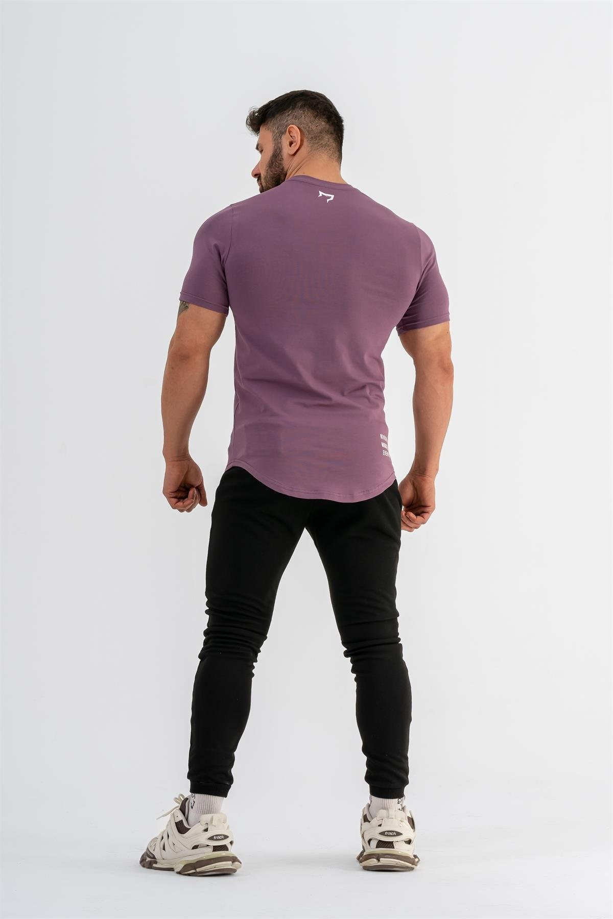 Gymwolves Erkek Spor T-Shirt | T-shirt | Mor | Workout Tanktop | Never Give Up |