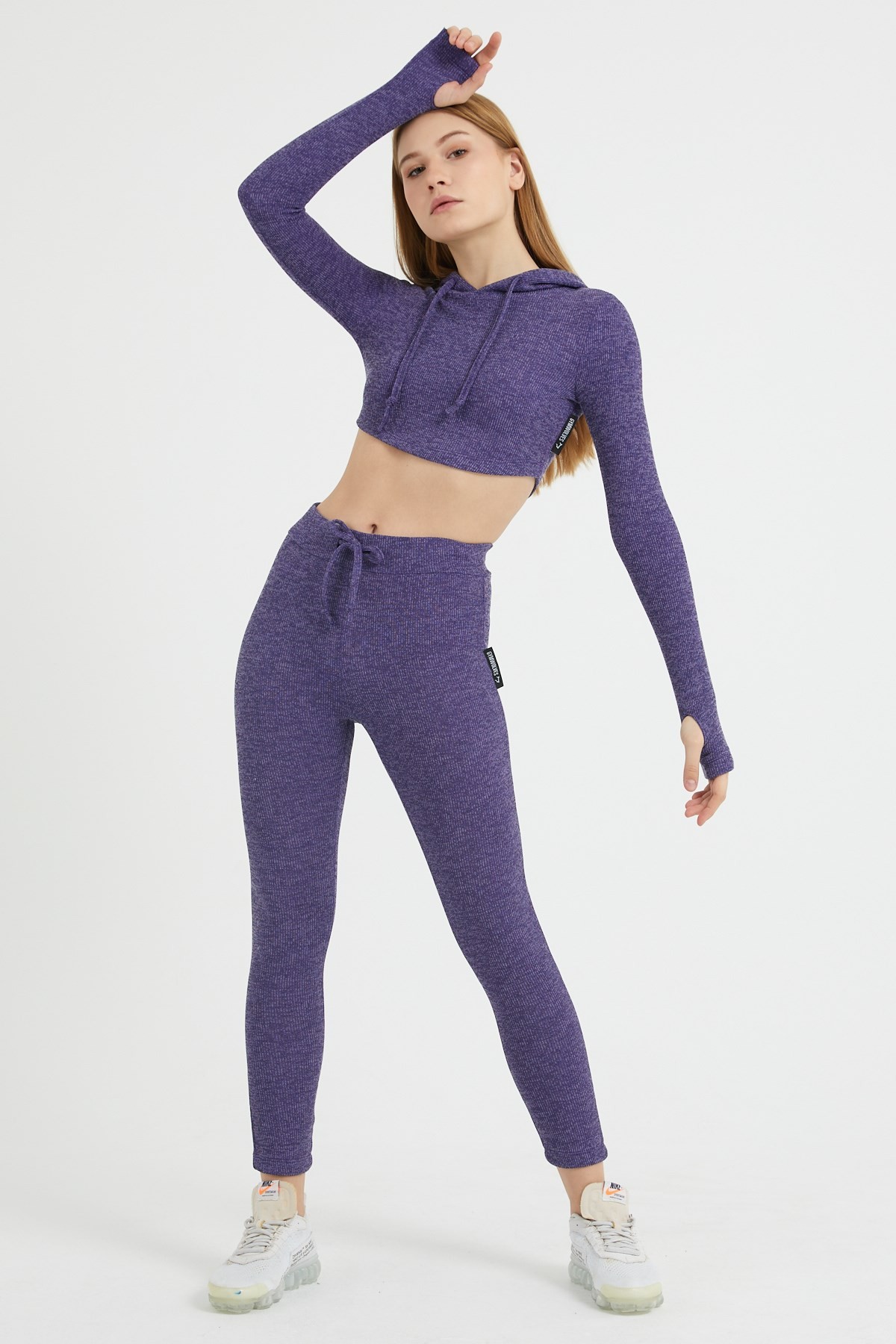 Gymwolves Kadın Eşofman Takımı 3 lü Set | Mor | Bra | Hoodie | Bottom |