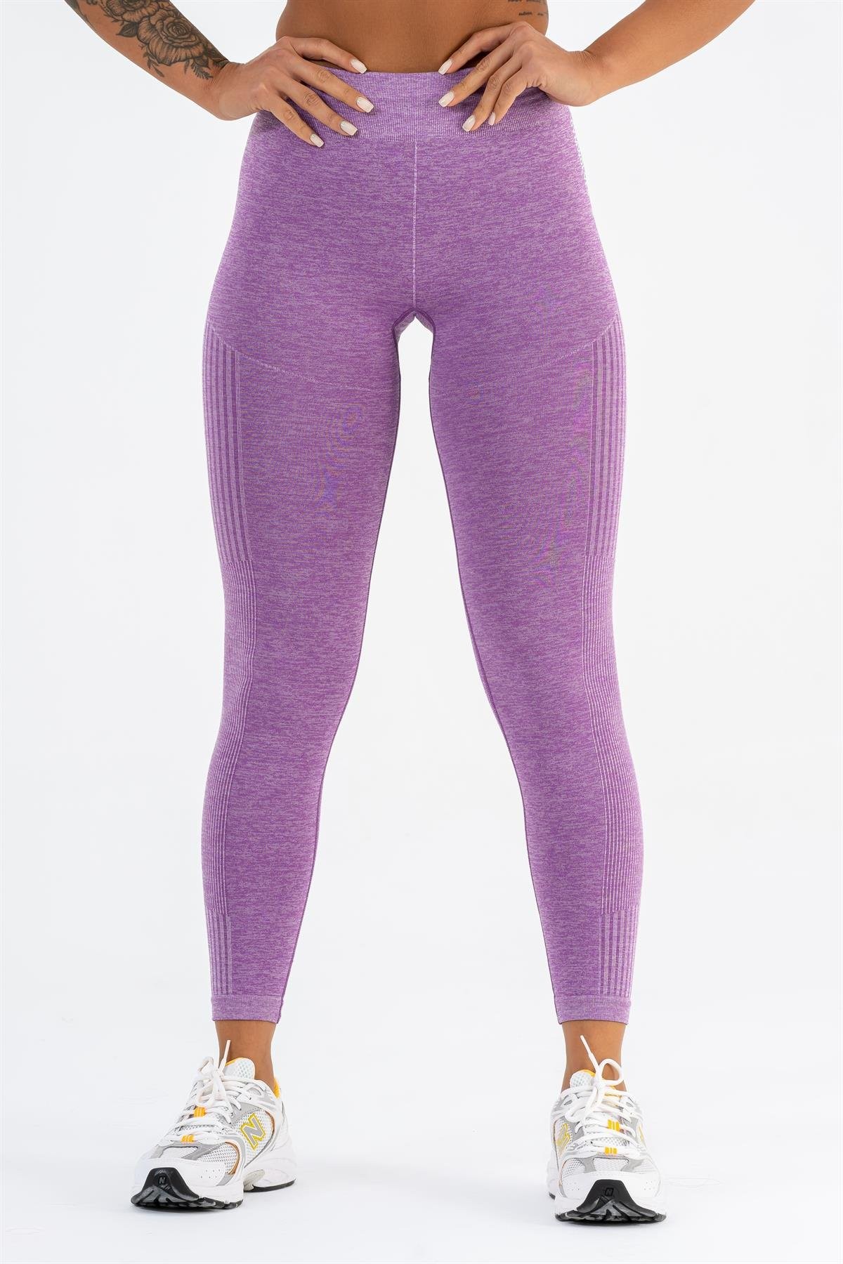 Gymwolves Dikişsiz Spor Tayt | Seamles Leggings | Mor | Enerji Serisi |