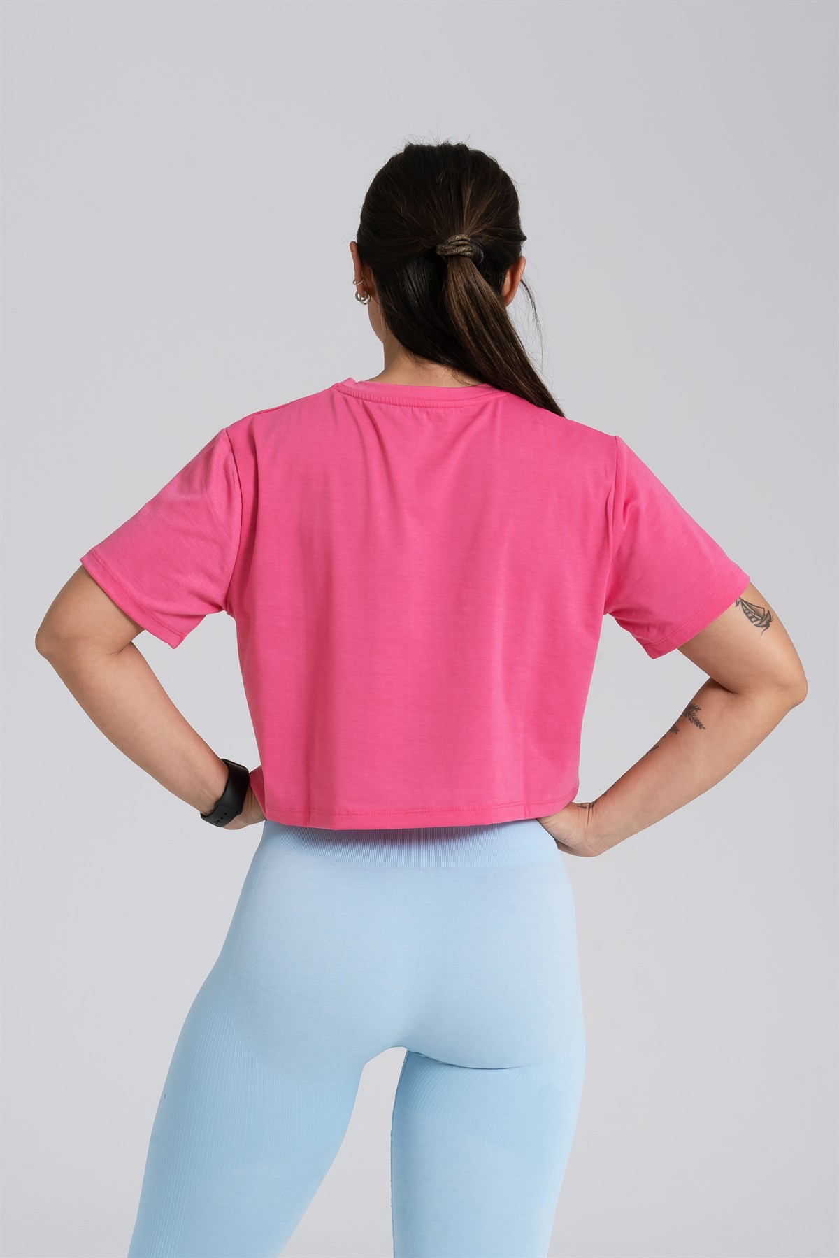 Gymwolves Relax Kadın Crop Tops | Fuşya | Cotton Serisi |