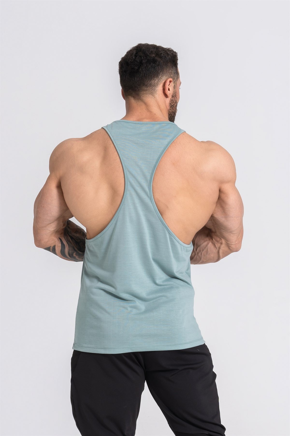 Gymwolves Erkek Spor Atleti İnce Askılı | Stringer | Yeşil | Workout Tanktop |