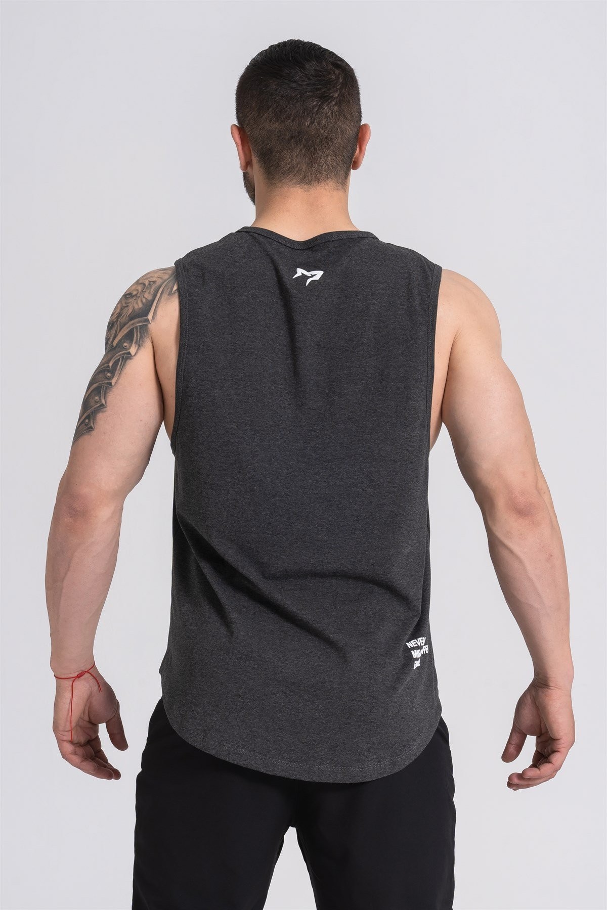Gymwolves Erkek Kolsuz T-Shirt | Erkek Spor T-shirt | Siyah Melanj | Workout Tanktop |