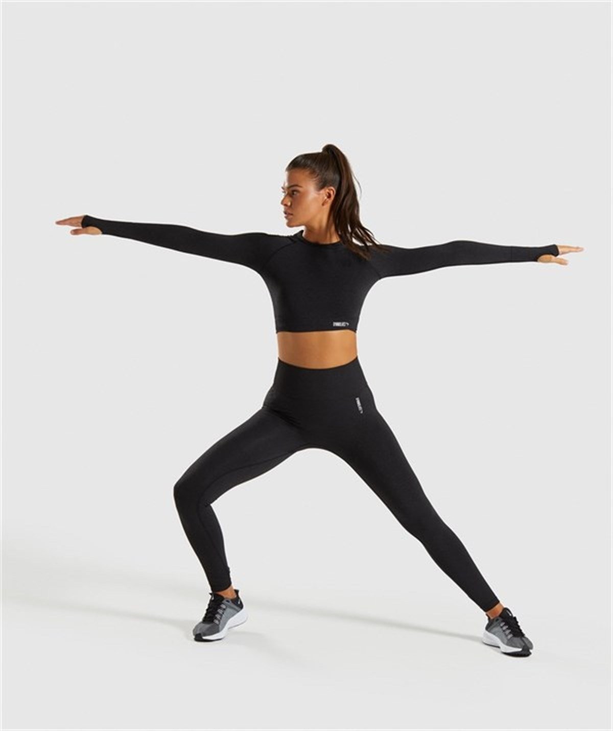 Gymwolves Kadın Uzun Kollu Dikişsiz Spor Tişört | Crop Tops | Açık Gri | Activated Serisi |