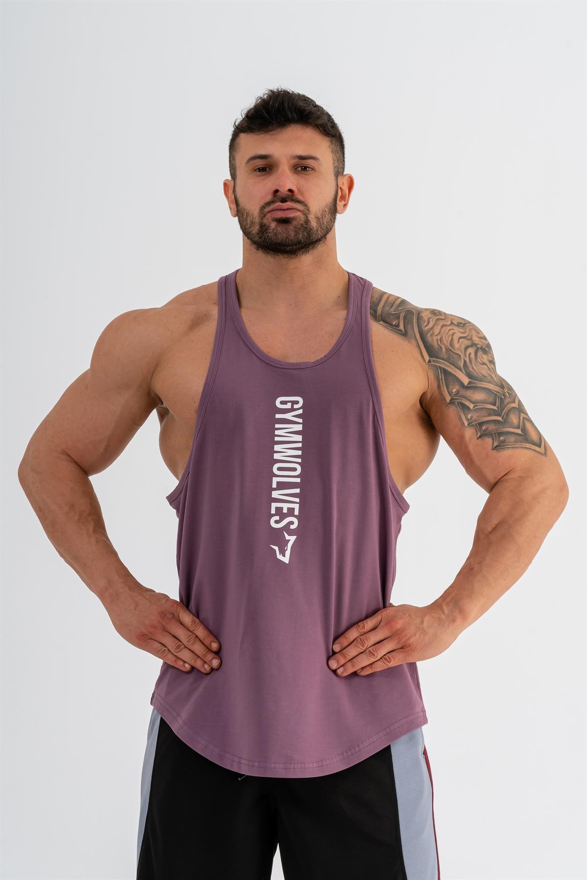Gymwolves Spor Atleti | Stringer | Workout Tanktop | Mor | Comfortable Serisi