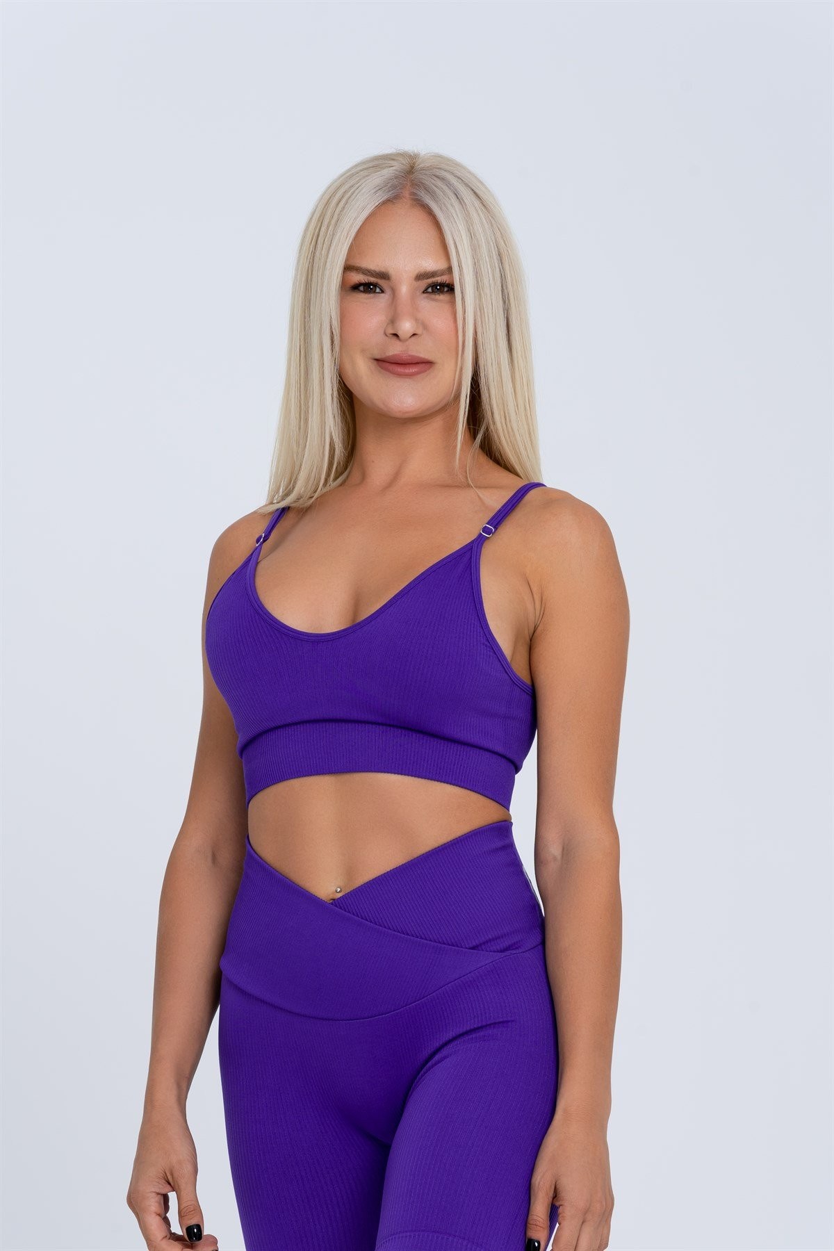Gymwolves Dikişsiz Spor Sütyeni | Mor | Seamles Bras | Fitilli Model |