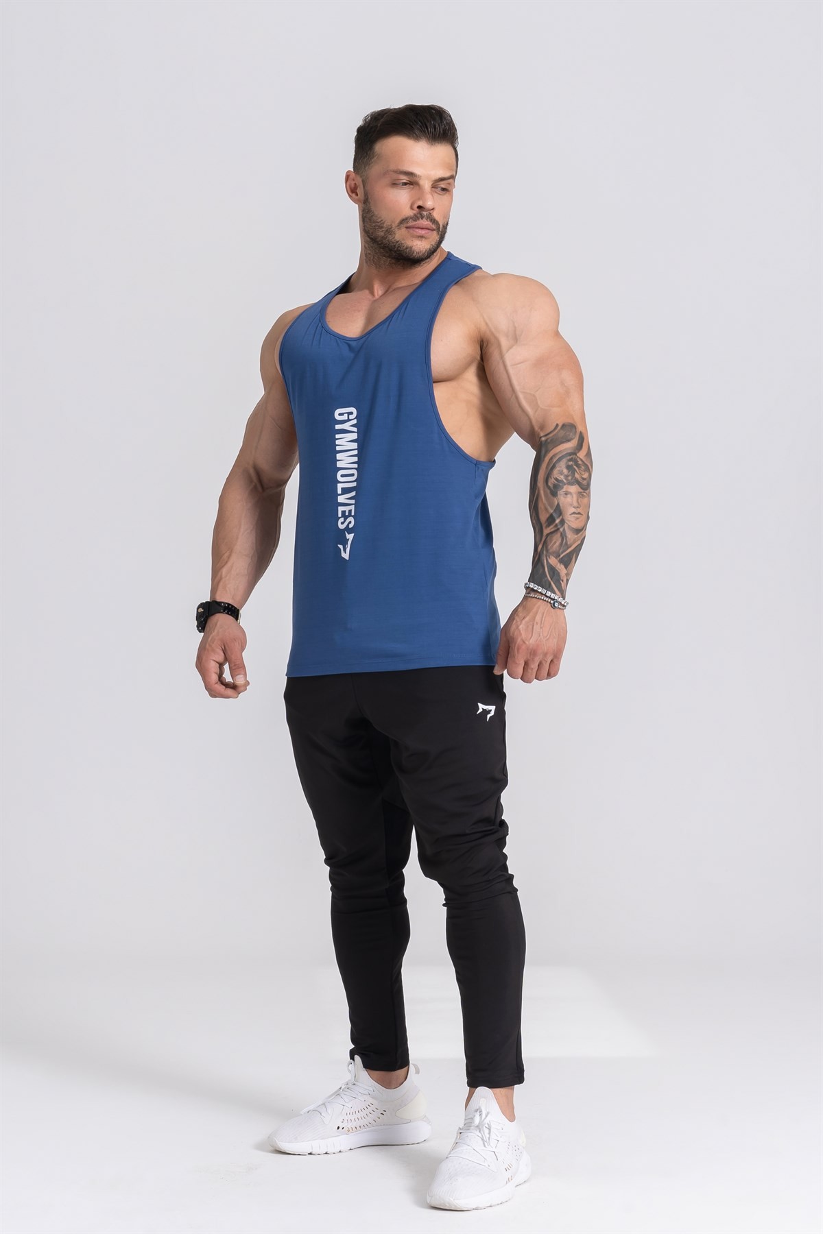 Gymwolves Spor Atleti | Stringer | İndigo | Workout Tanktop | Comfortable Serisi