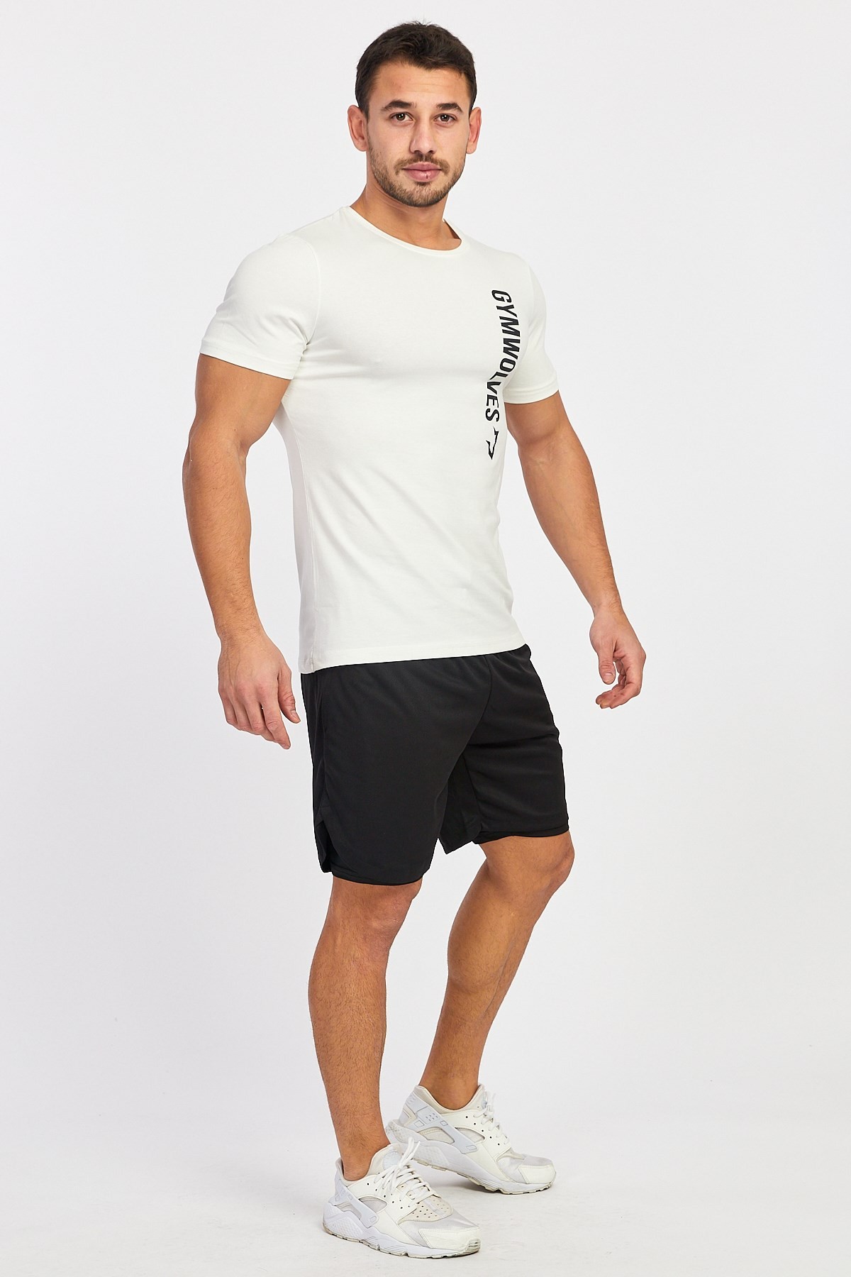 Gymwolves Spor Erkek T-Shirt | Krem | Erkek T-shirt | Workout Tanktop |