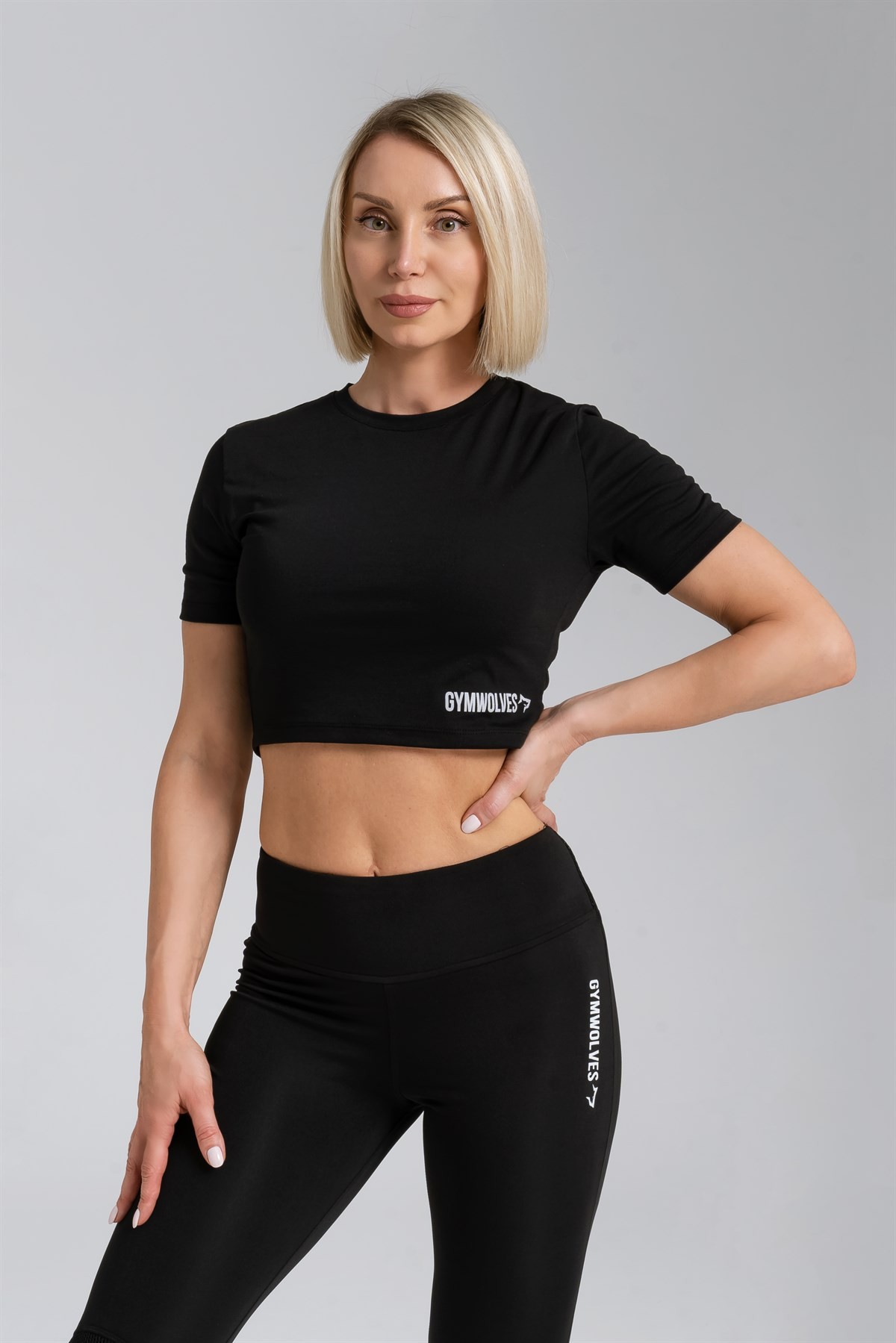 Gymwolves Kadın Body Crop Tops | Siyah | Cotton Serisi |