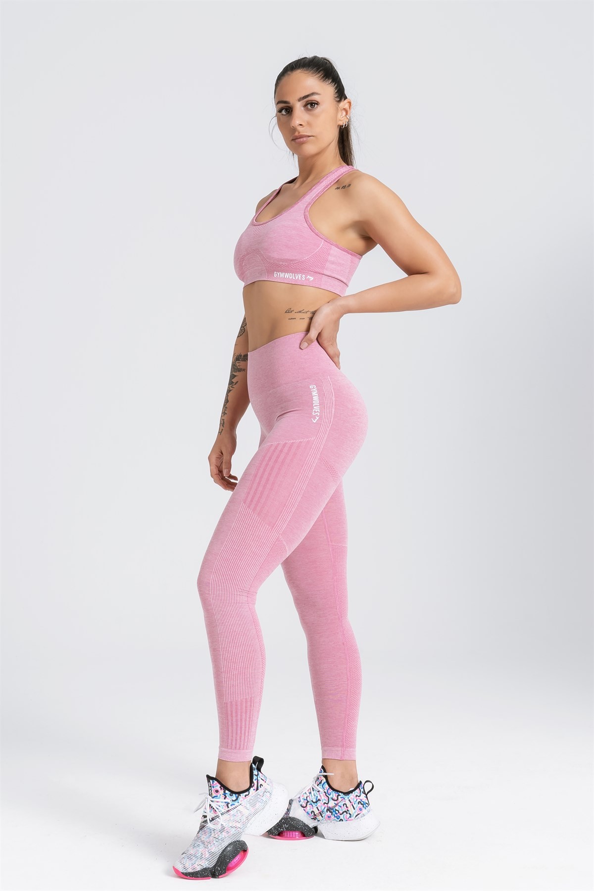Gymwolves Dikişsiz Spor Tayt | Seamles Leggings | Pembe | Enerji Serisi |