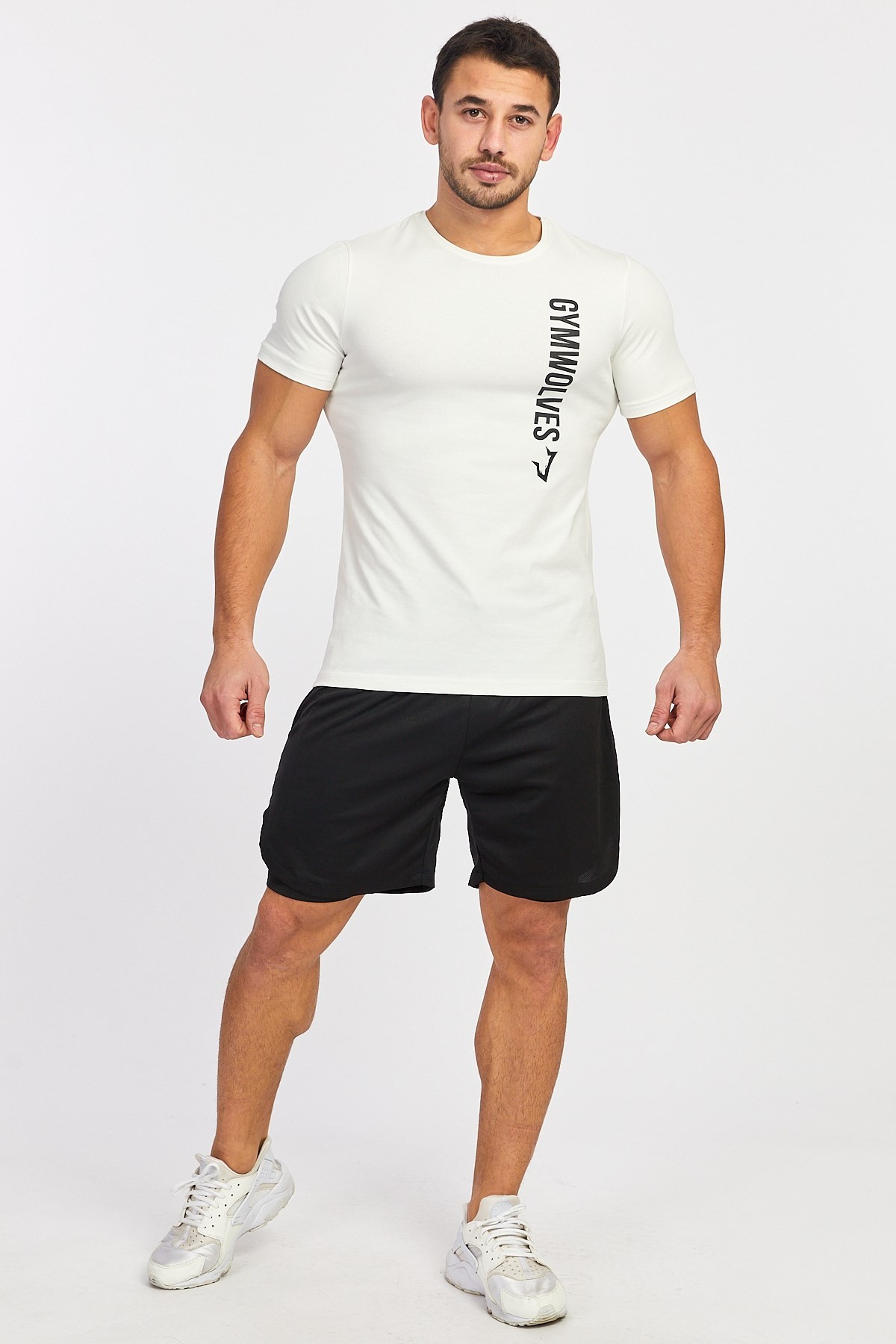 Gymwolves Spor Erkek T-Shirt | Krem | Erkek T-shirt | Workout Tanktop |
