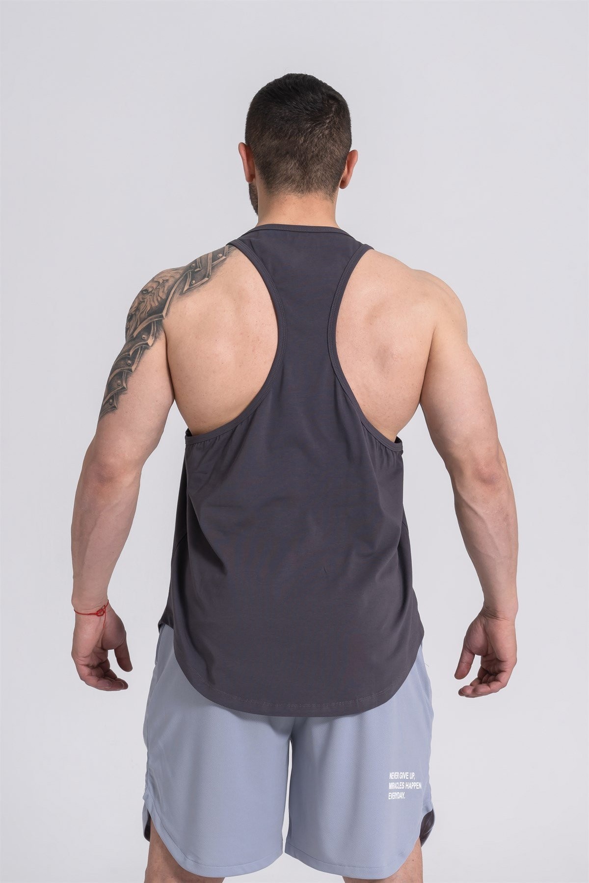 Gymwolves Spor Atleti | Stringer | Workout Tanktop | Füme | Comfortable Serisi