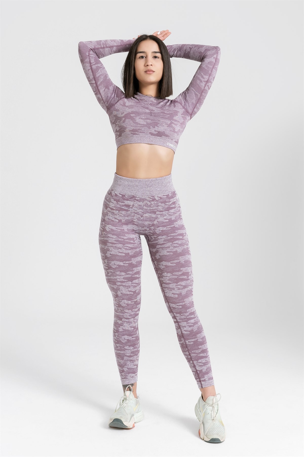 Gymwolves Kadın Uzun Kollu Dikişsiz Spor Tişört | Crop Tops | Mor | Action Serisi Serisi |