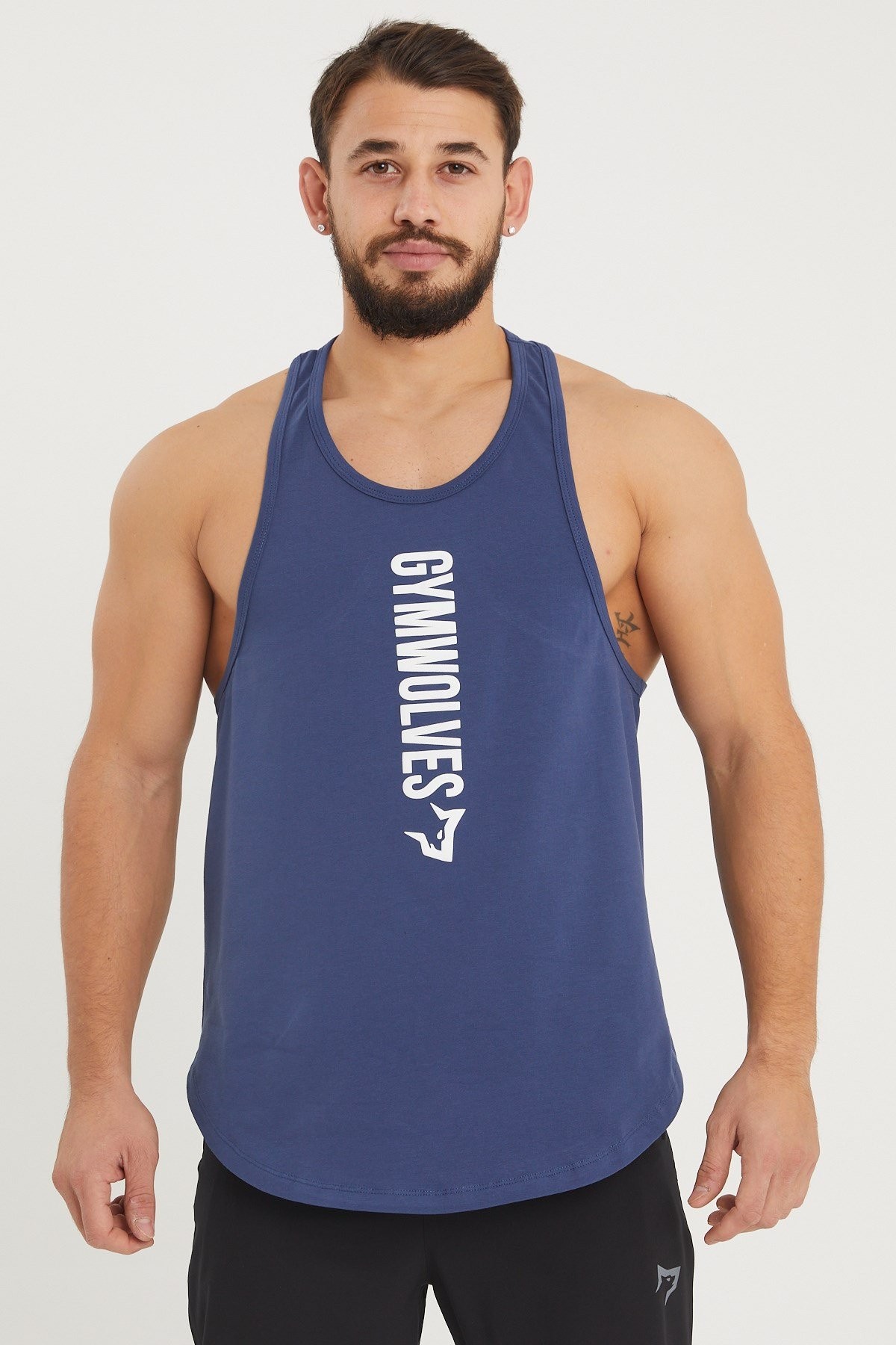 Gymwolves Spor Atleti | Stringer | Workout Tanktop | İndigo | Comfortable Serisi