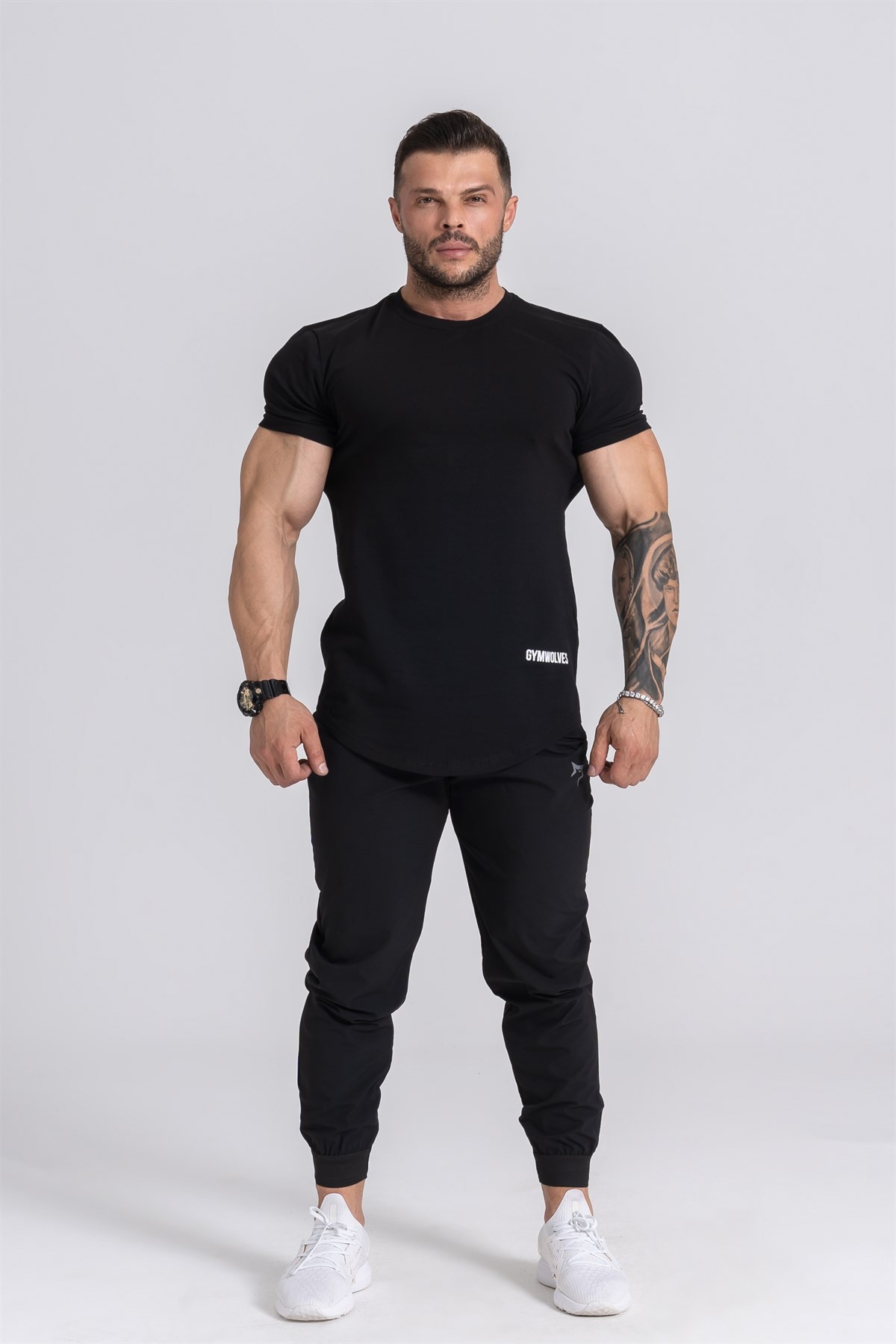 Gymwolves Erkek Spor T-Shirt | T-shirt | Workout Tanktop | Siyah | Never Give Up |