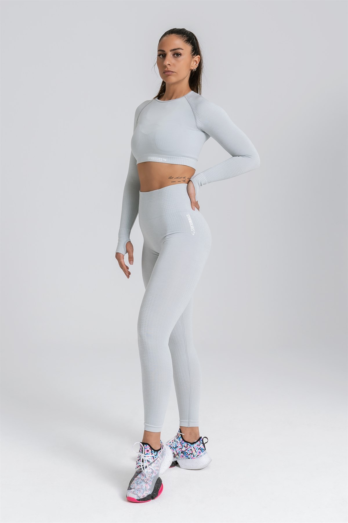 Gymwolves Dikişsiz Spor Tayt | Seamles Leggings | Açık Gri | Activated Serisi |