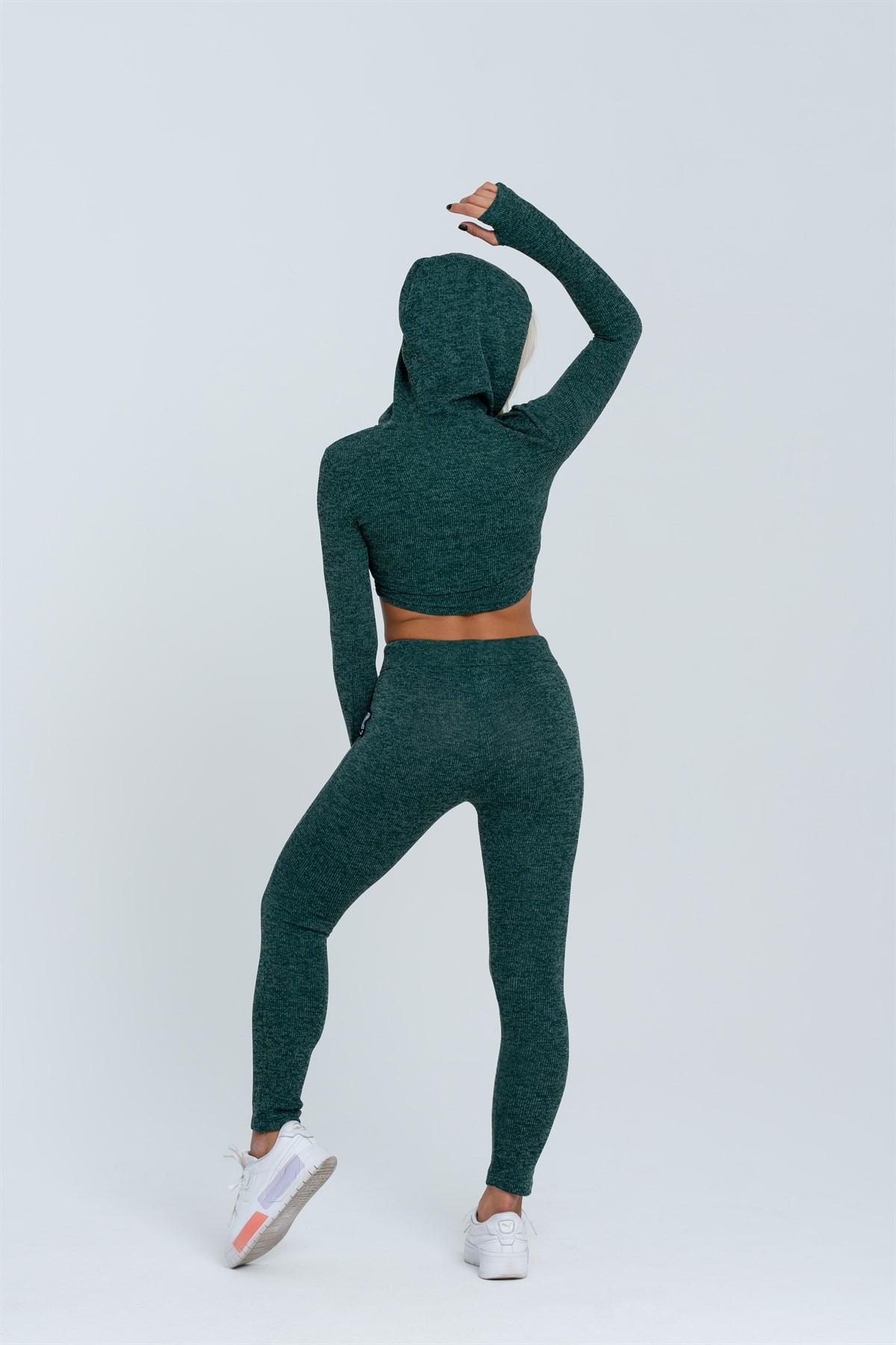 Gymwolves Kadın Eşofman Takımı 3 lü Set | Yeşil | Bra | Hoodie | Bottom |