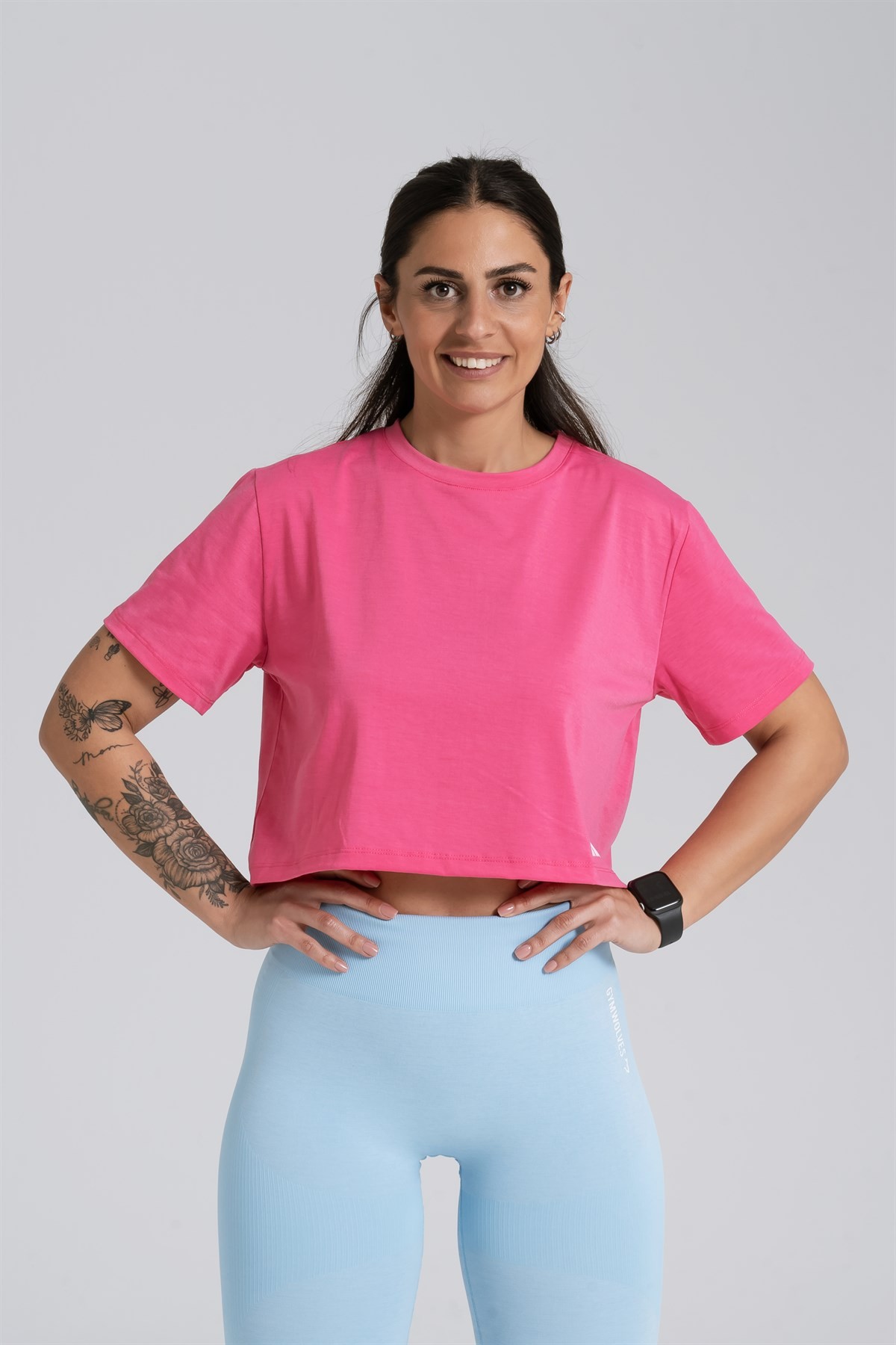 Gymwolves Relax Kadın Crop Tops | Fuşya | Cotton Serisi |