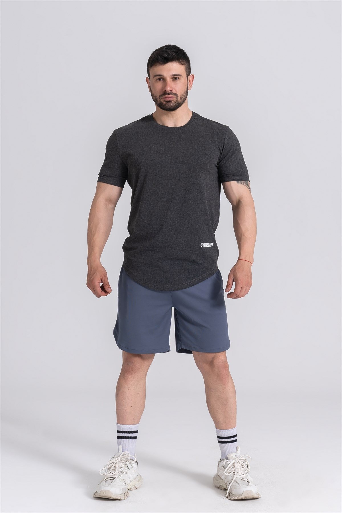 Gymwolves Erkek Spor T-Shirt | T-shirt | Workout Tanktop | Siyah Melanj | Never Give Up |