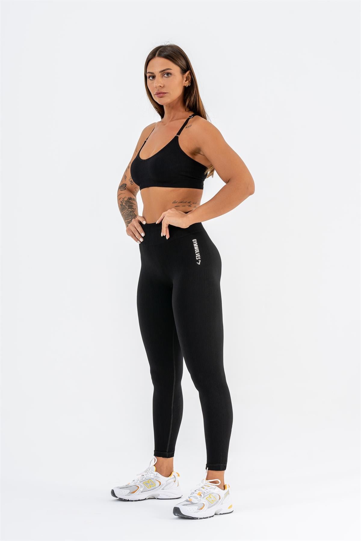 Gymwolves Dikişsiz Spor Sütyeni | Siyah | Seamles Bras | İnce Fitilli Model |