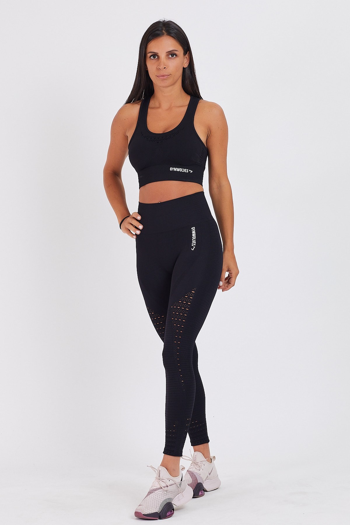 Gymwolves Dikişsiz Spor Tayt | Seamles Leggings | Siyah | Motive Serisi |