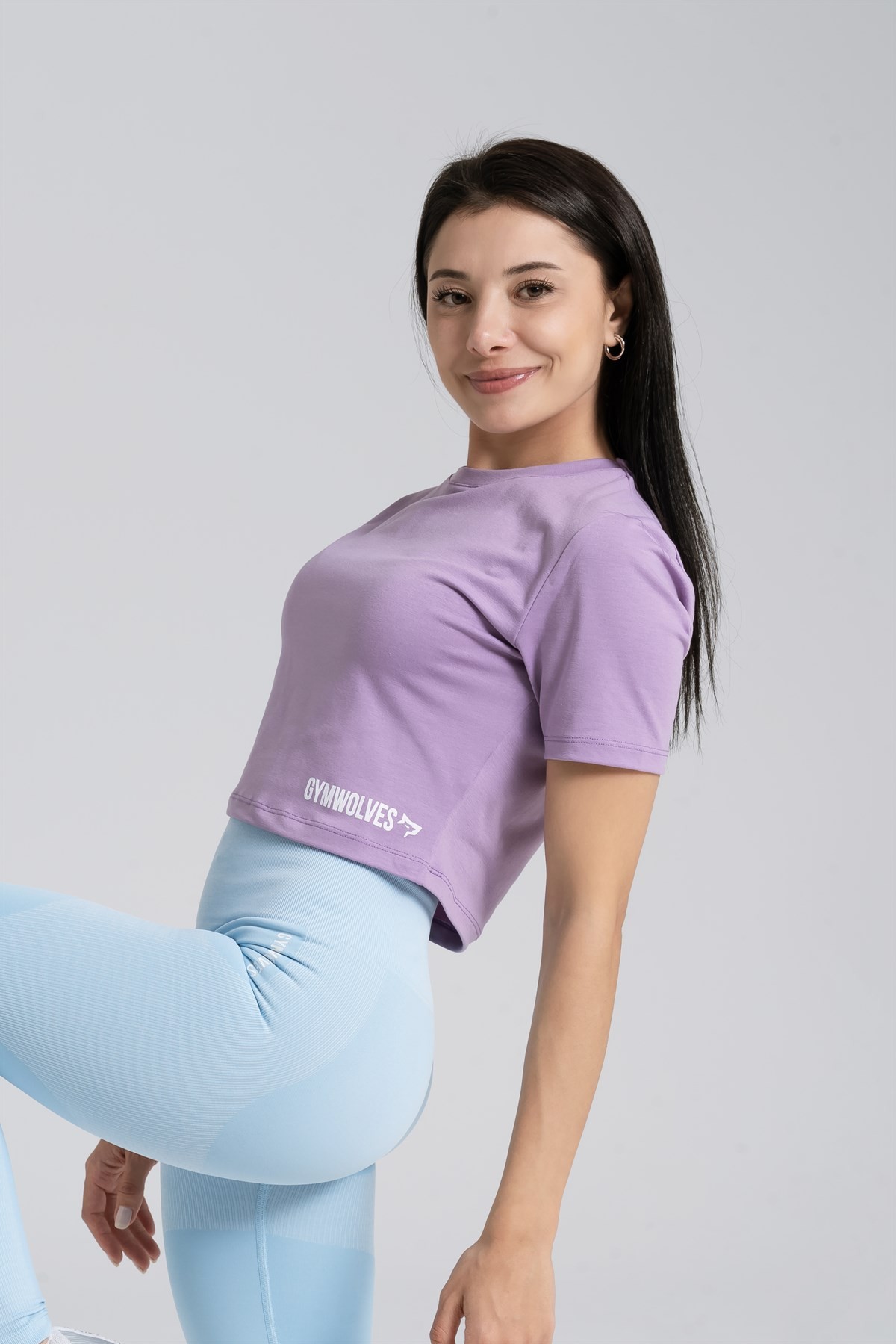 Gymwolves Kadın Body Crop Tops | Mor | Cotton Serisi |