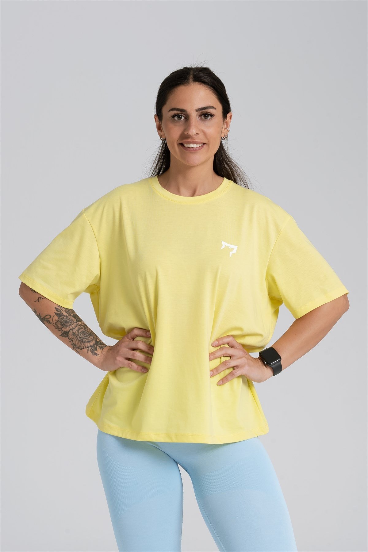 Gymwolves Oversize Kadın T-Shirt | Sarı | Cotton Serisi |