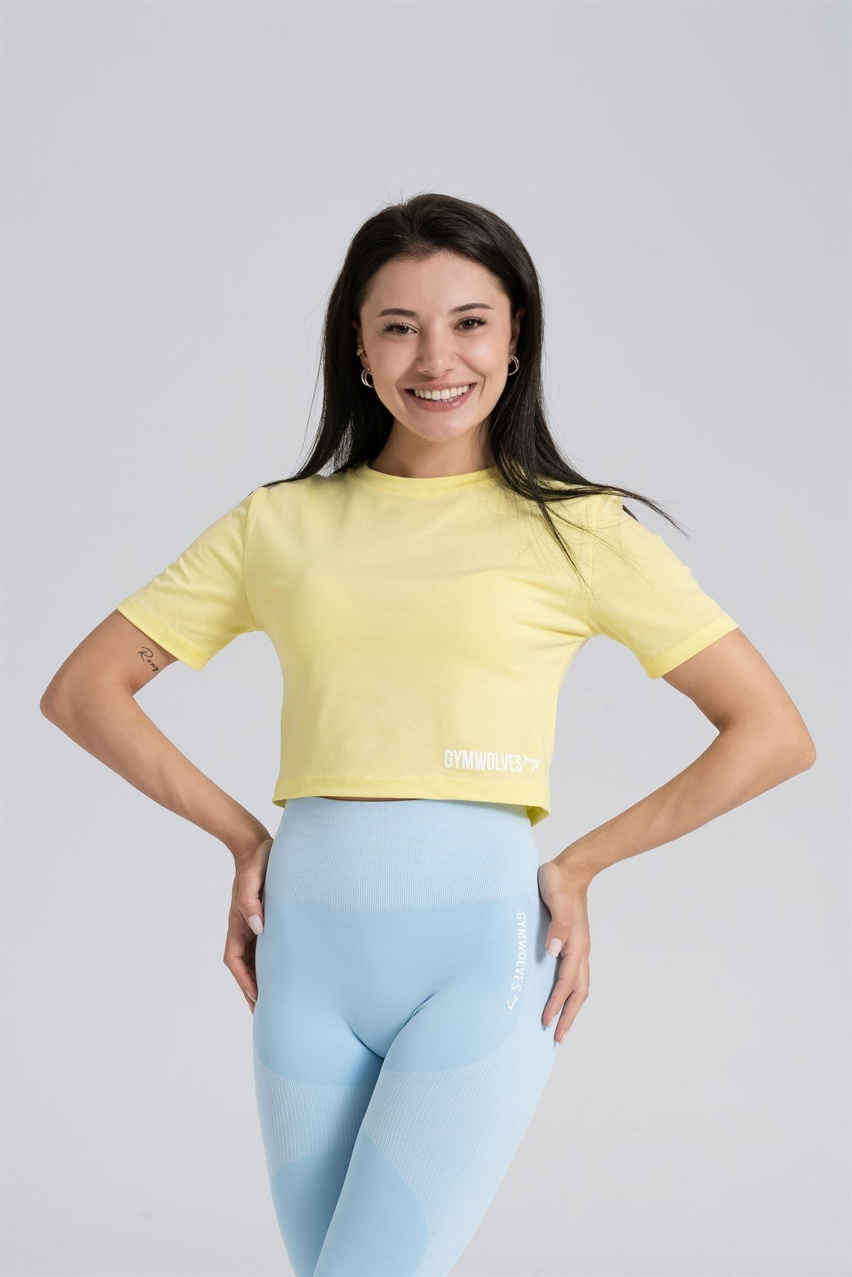 Gymwolves Kadın Body Crop Tops | Sarı | Cotton Serisi |