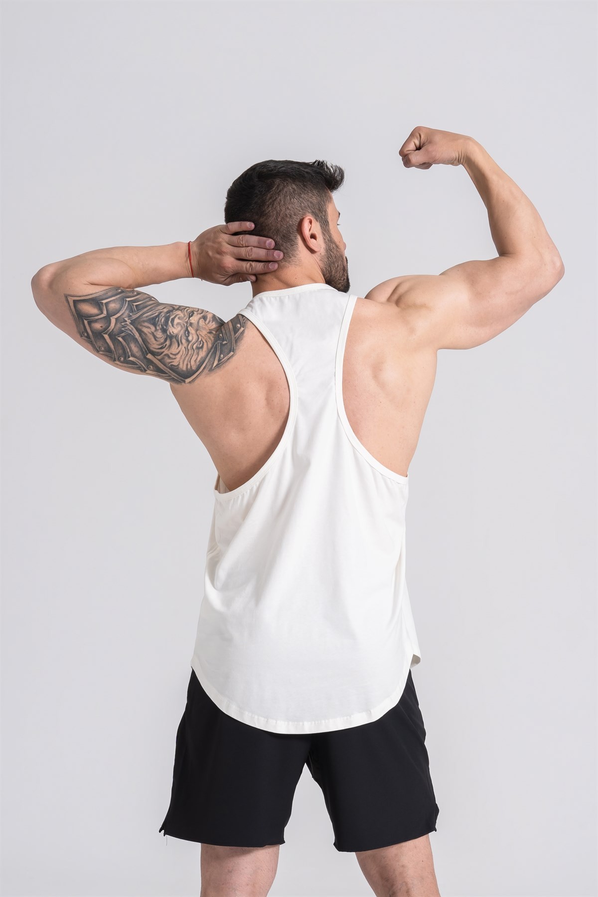 Gymwolves Spor Atleti | Stringer | Workout Tanktop | Krem | Comfortable Serisi