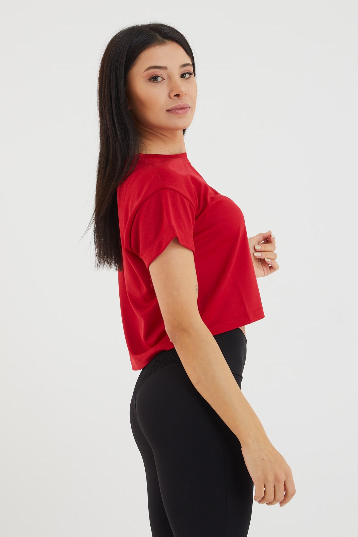 Gymwolves Kadın T-Shirt Crop/ Kırmızı |  Spor Tshirt