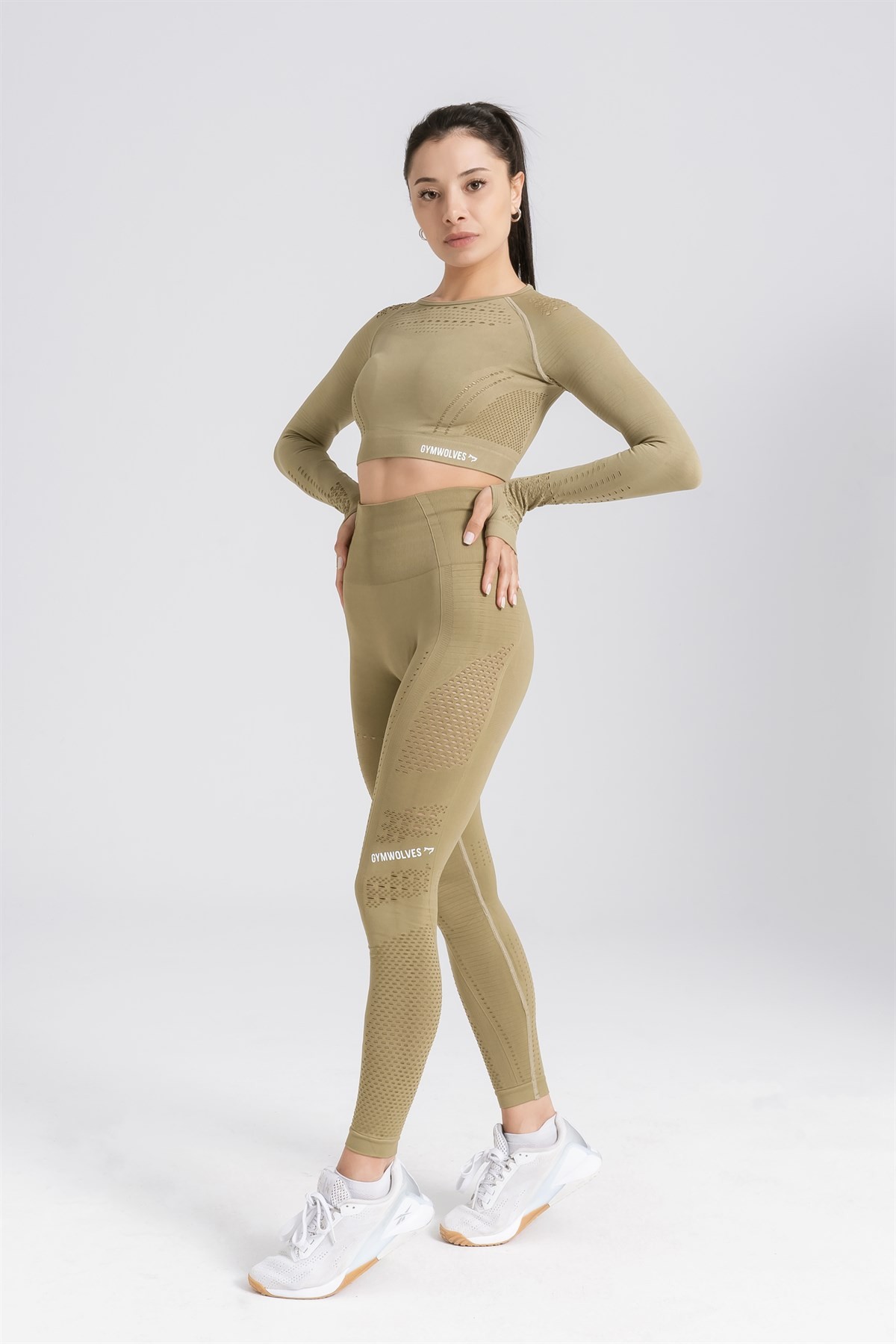Gymwolves Dikişsiz Spor Tayt | Seamles Leggings | Yeşil | Aktive Power Serisi |