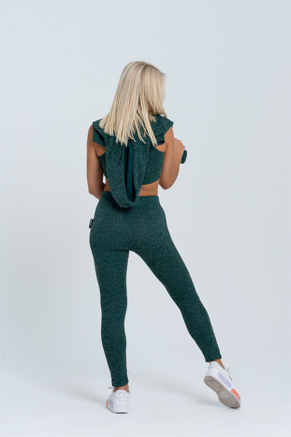 Gymwolves Kadın Eşofman Takımı 3 lü Set | Yeşil | Bra | Hoodie | Bottom |
